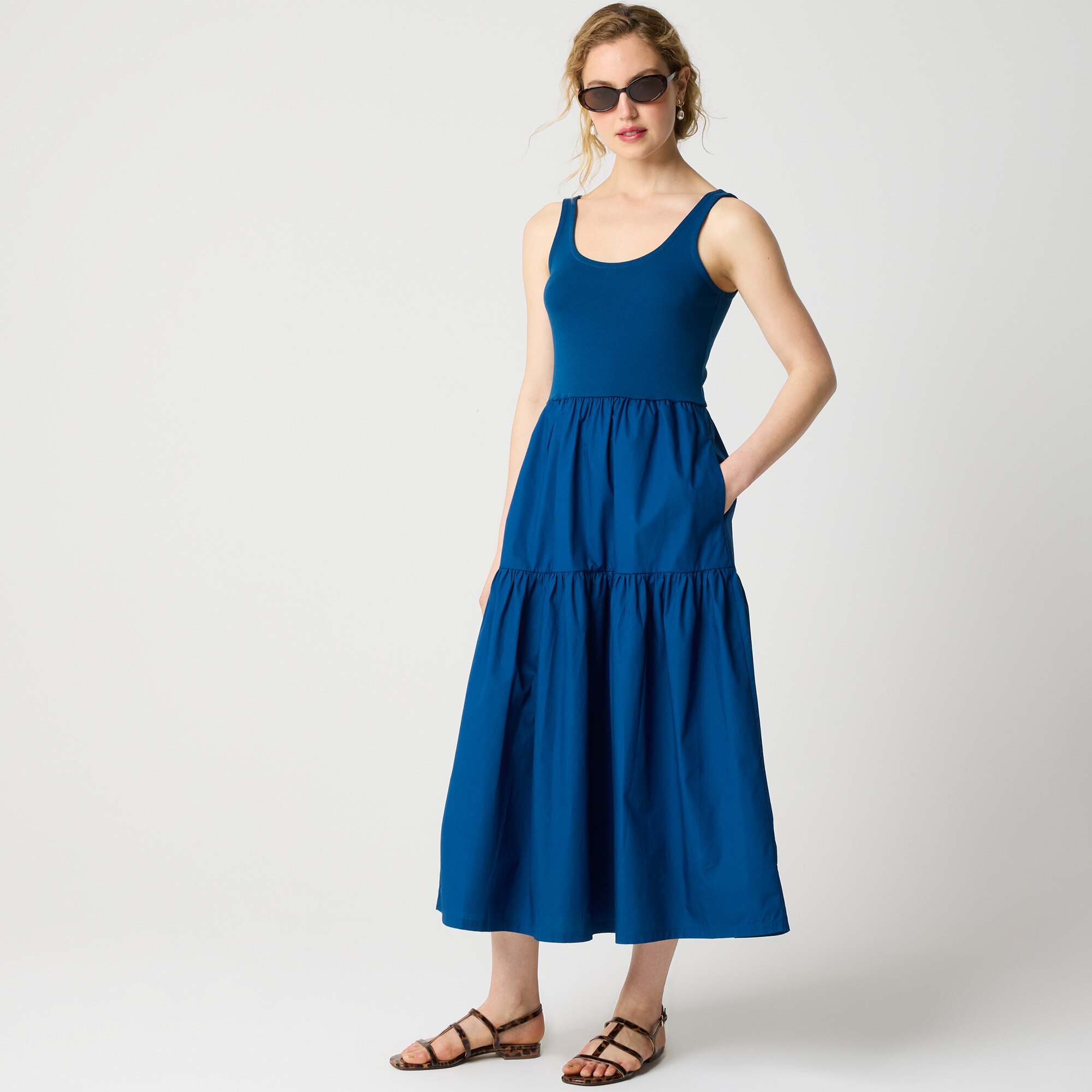Tiered knit mixy maxi dress