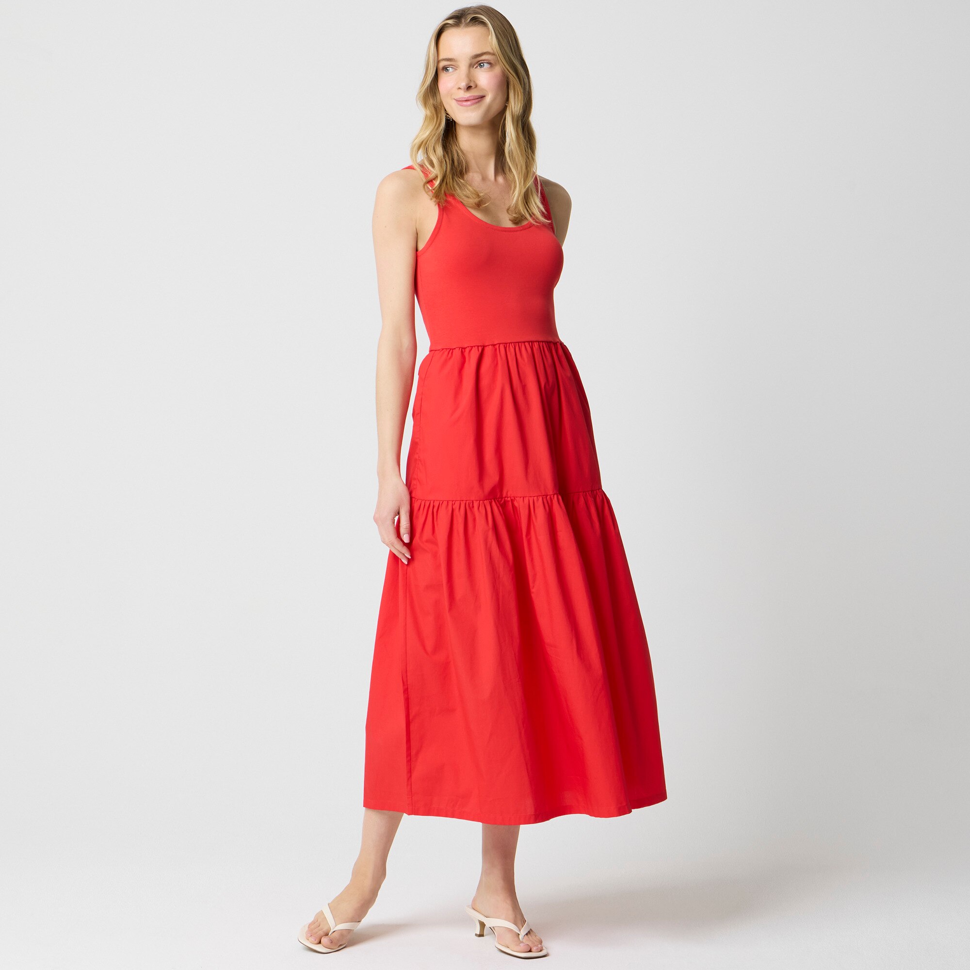 Tiered knit mixy midi dress
