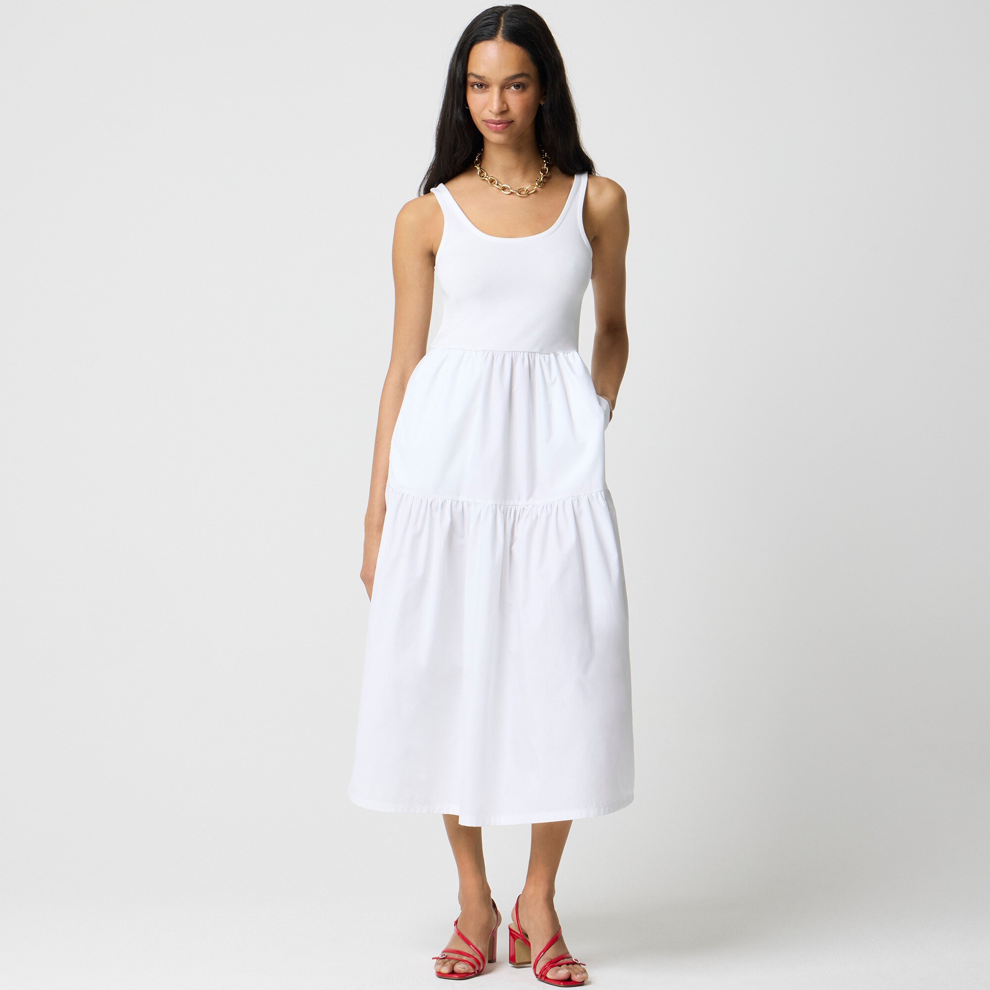 Tiered knit mixy midi dress
