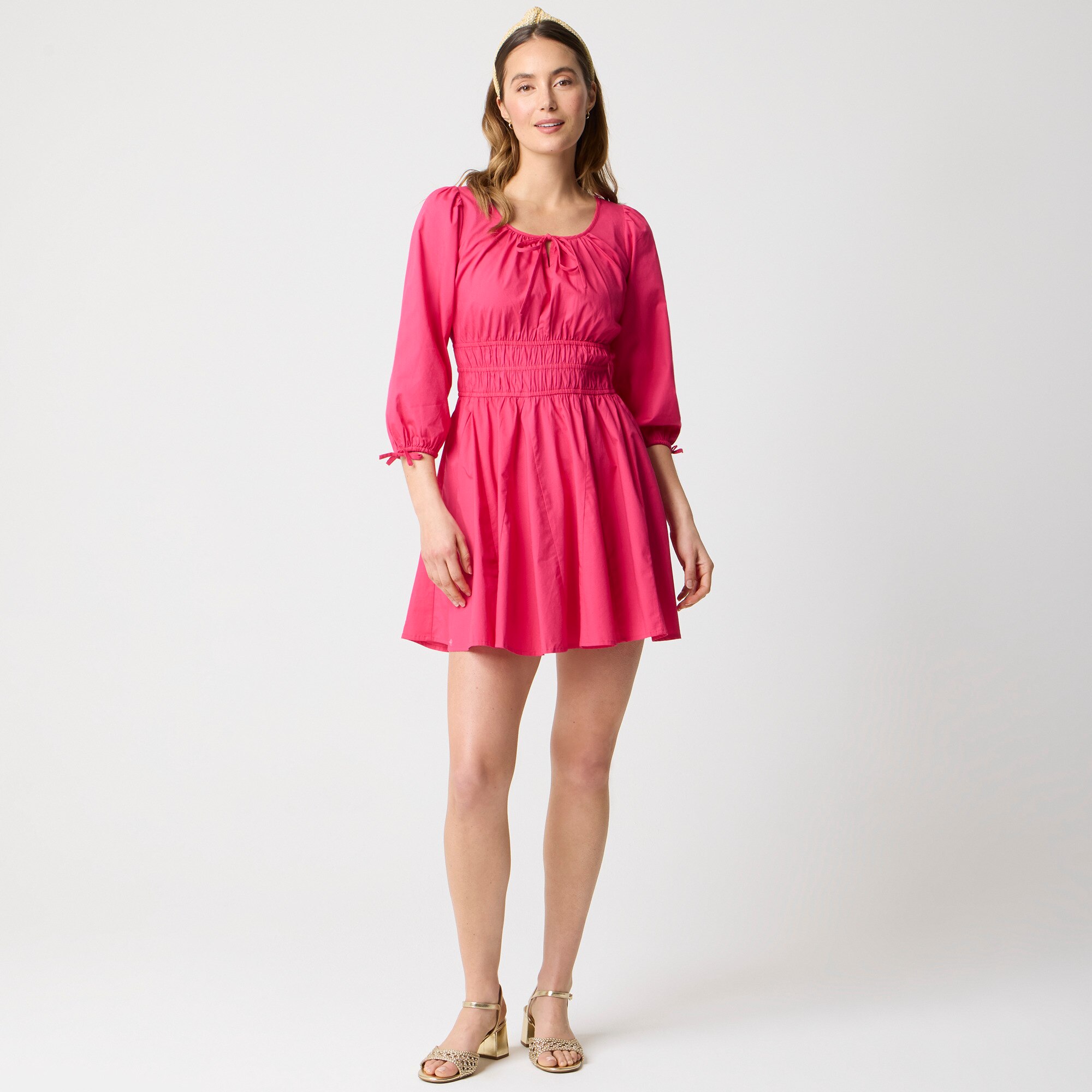 Smocked-waist mini dress