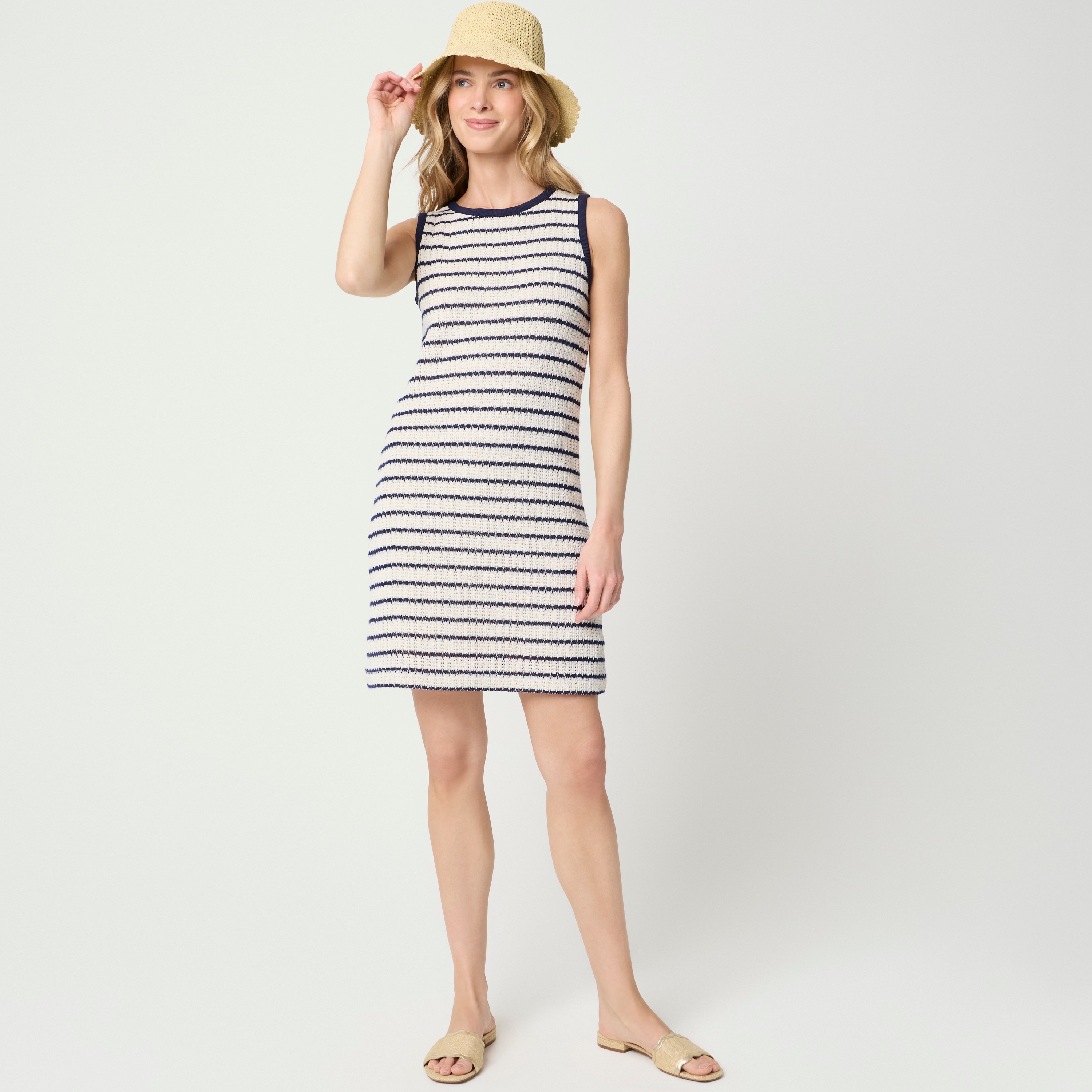 Striped crochet mini dress 49$