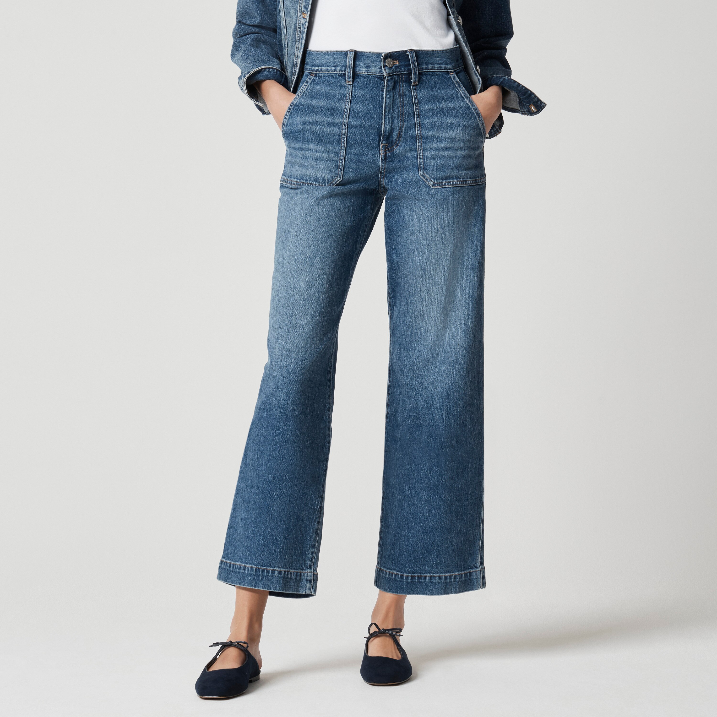 パンツ L'Appartement cropped wide denim 27 Vervet Tummy Control HIGH ROAD Hi-Rise Baggy Cropped Wide Leg