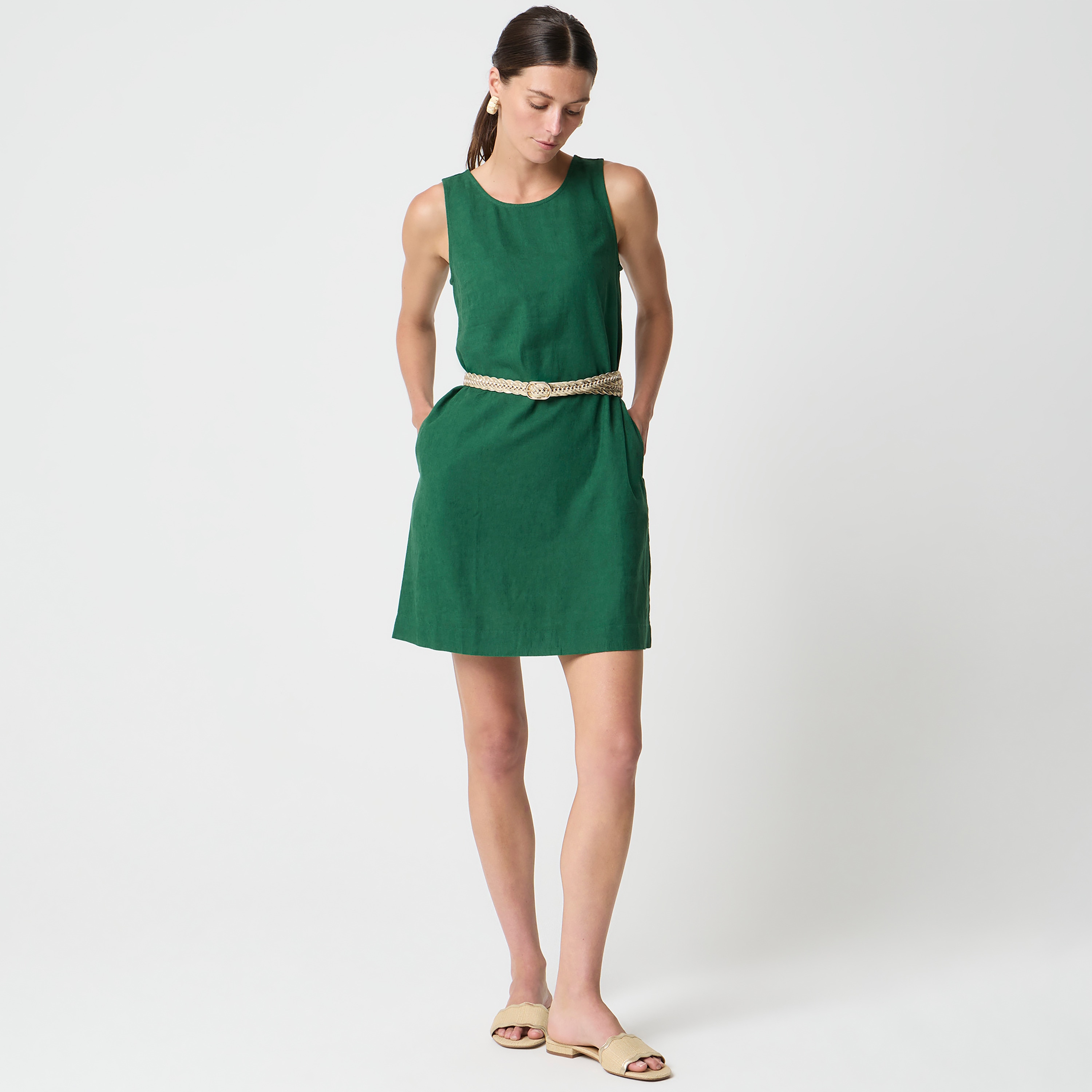 Tall linen-blend sleeveless mini dress 49$