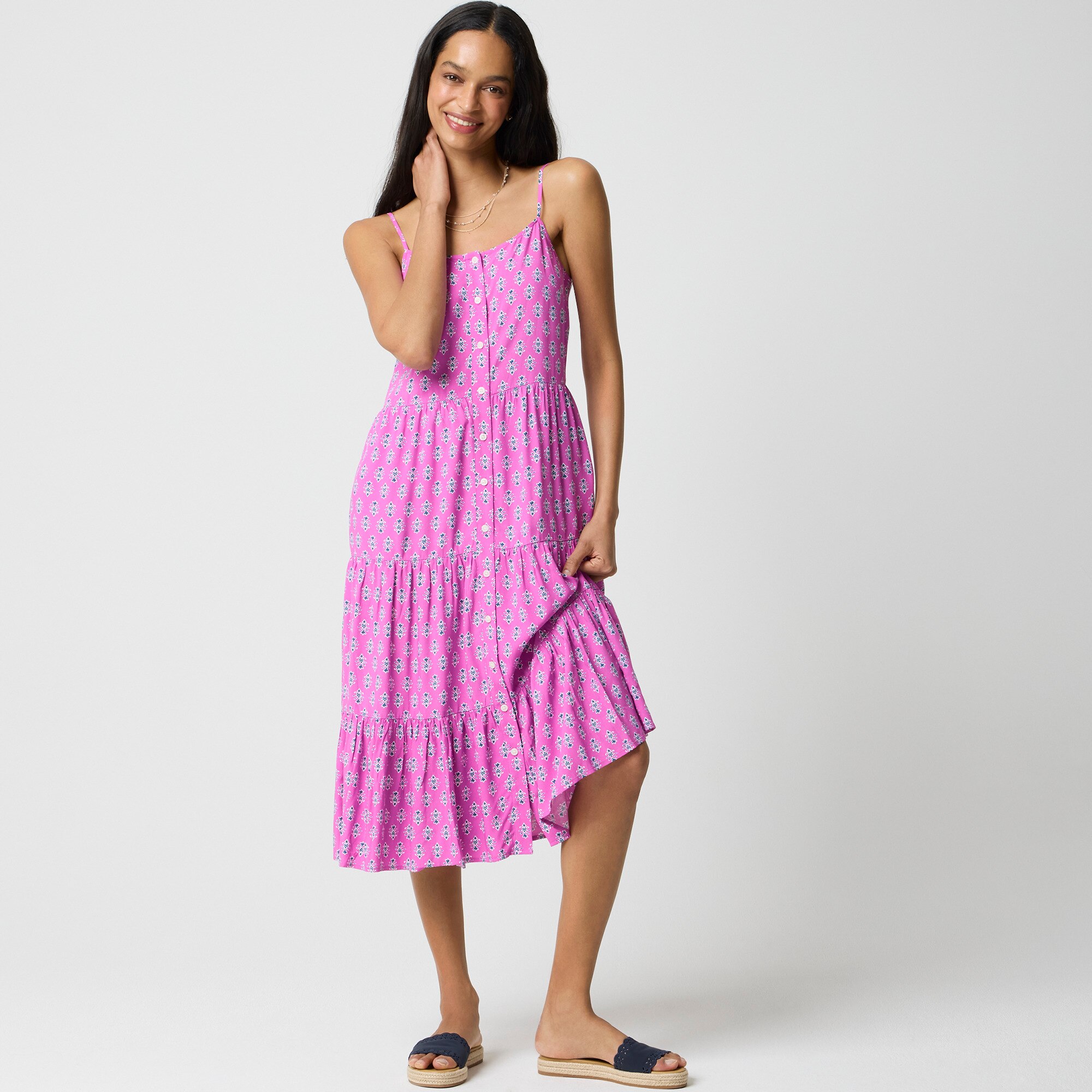 Strappy tiered midi dress