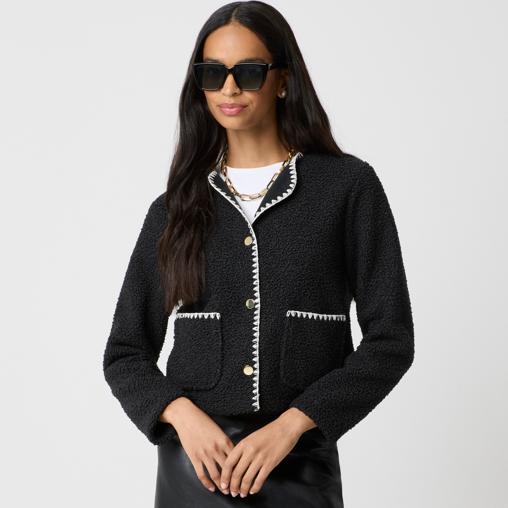 Sherpa blanket-stitch jacket