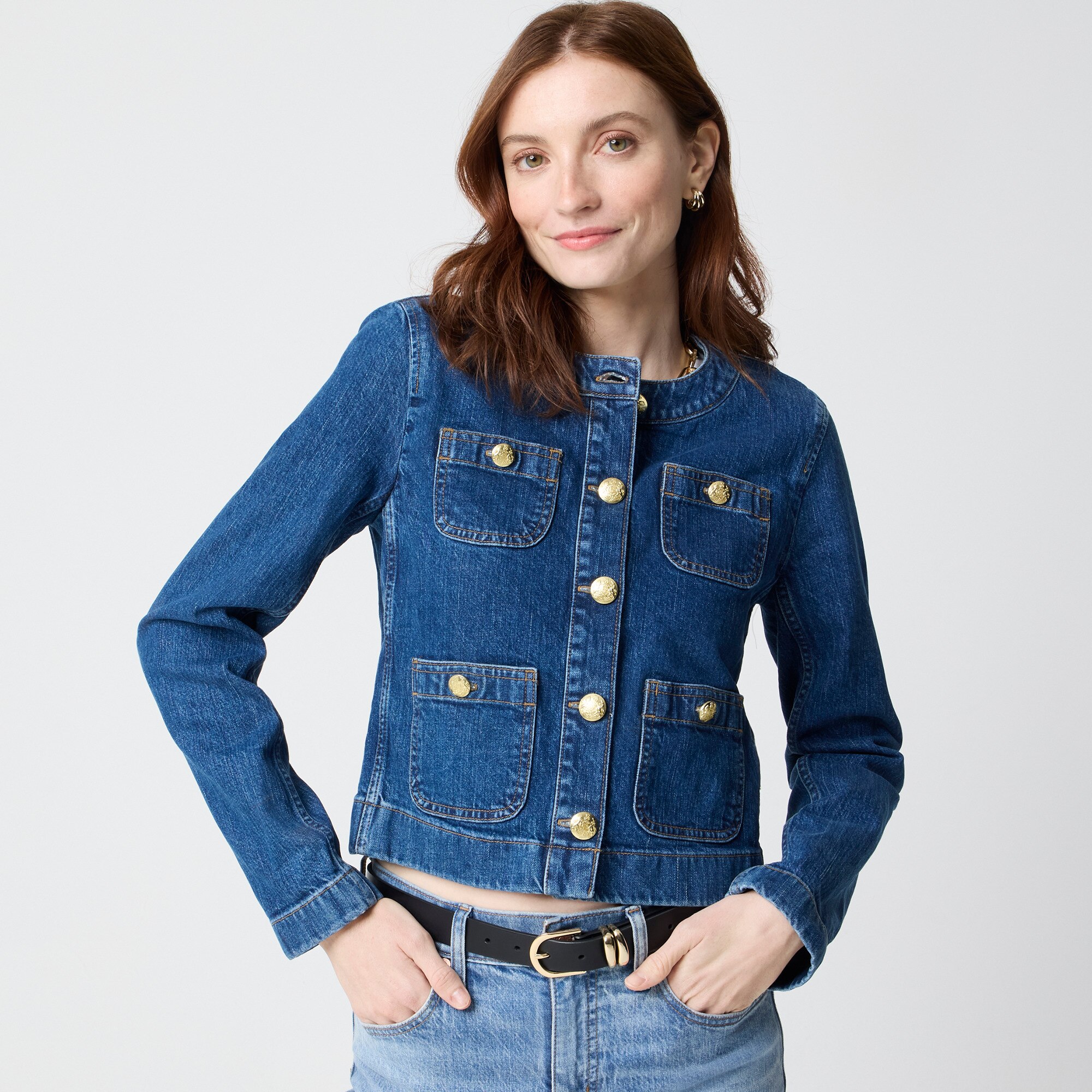 Denim patch-pocket lady jacket
