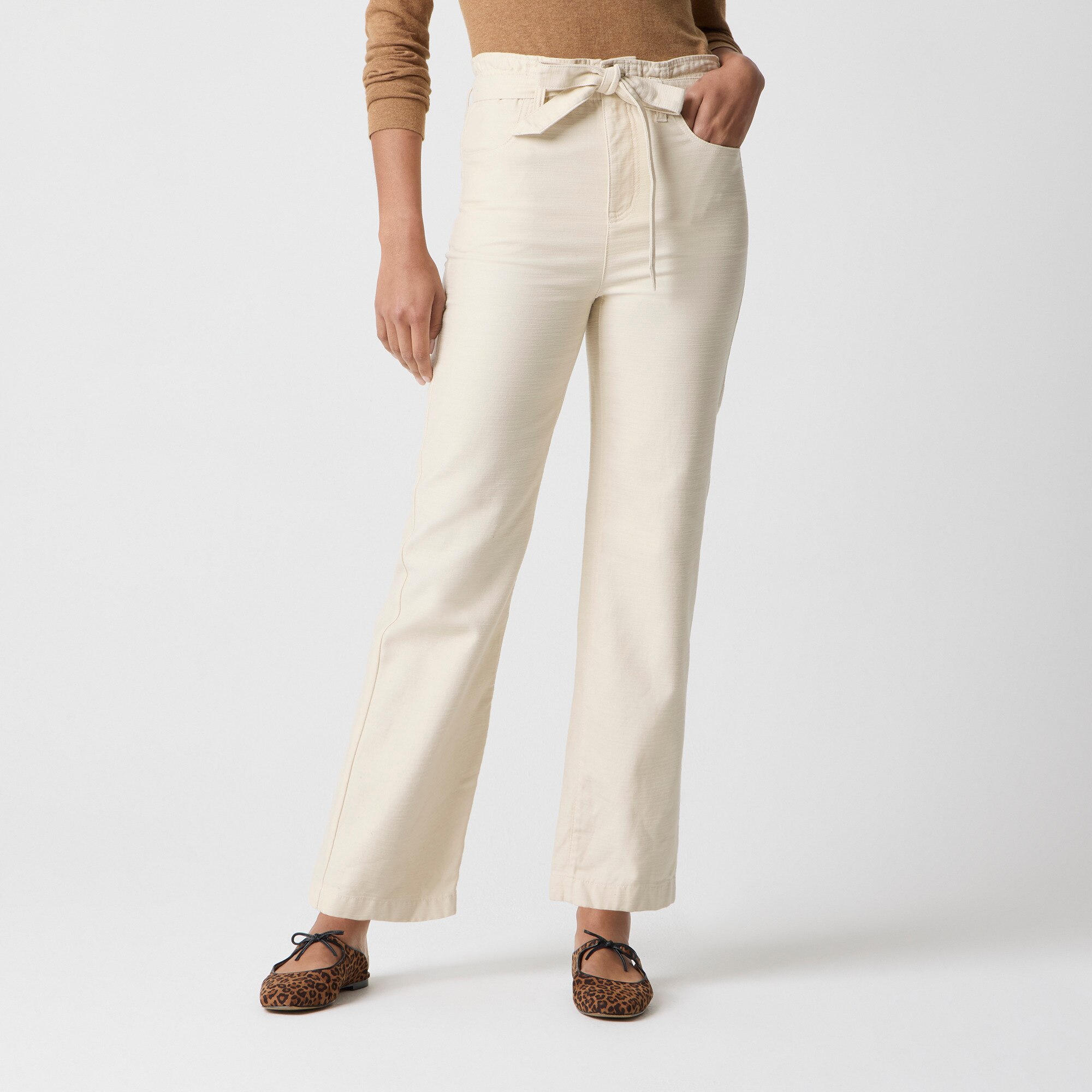 Twill paper-bag full-length pant