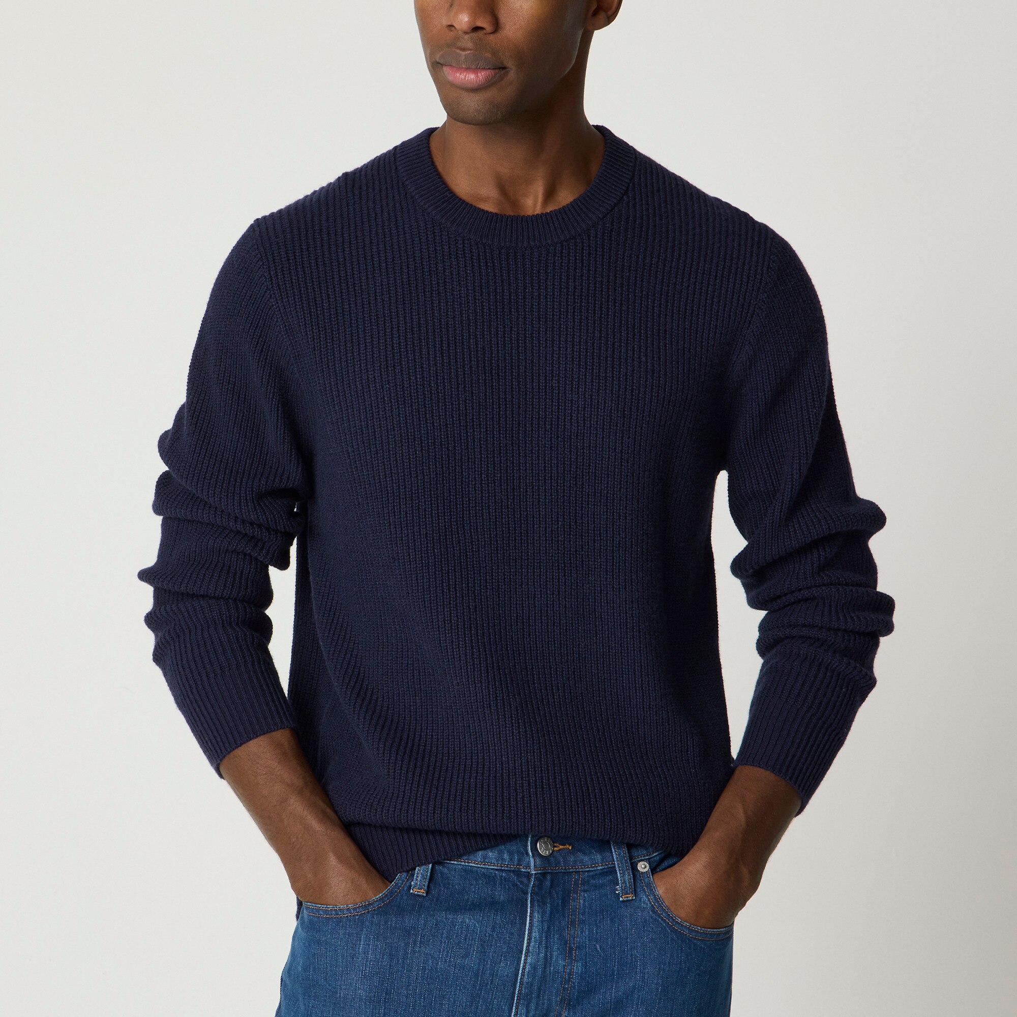 Marled shaker-stitch crewneck sweater