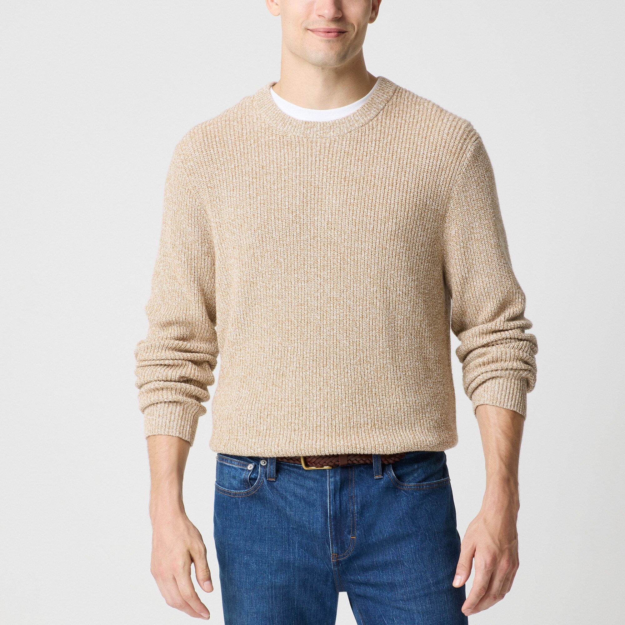 Marled shaker-stitch crewneck sweater
