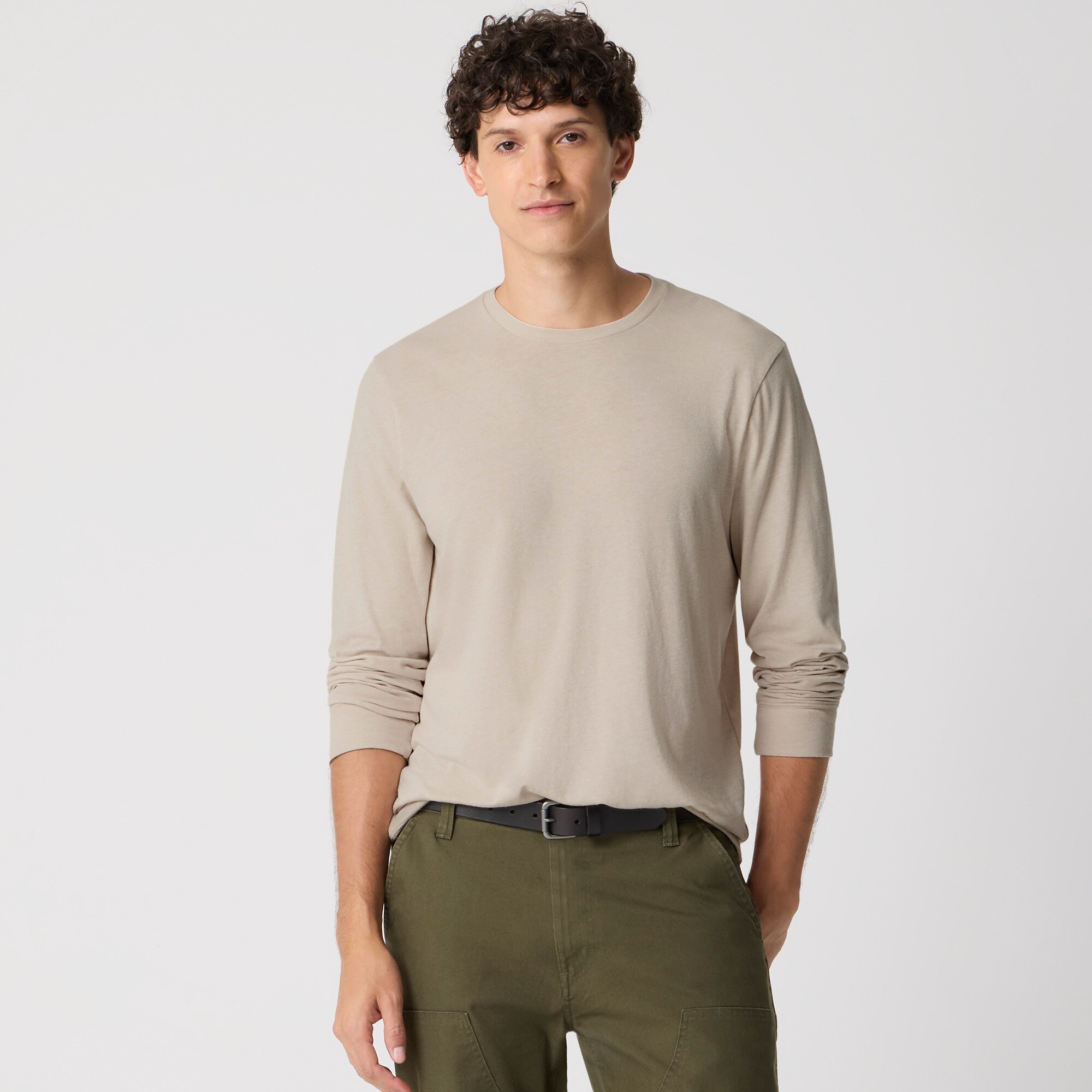 Long-sleeve washed jersey tee