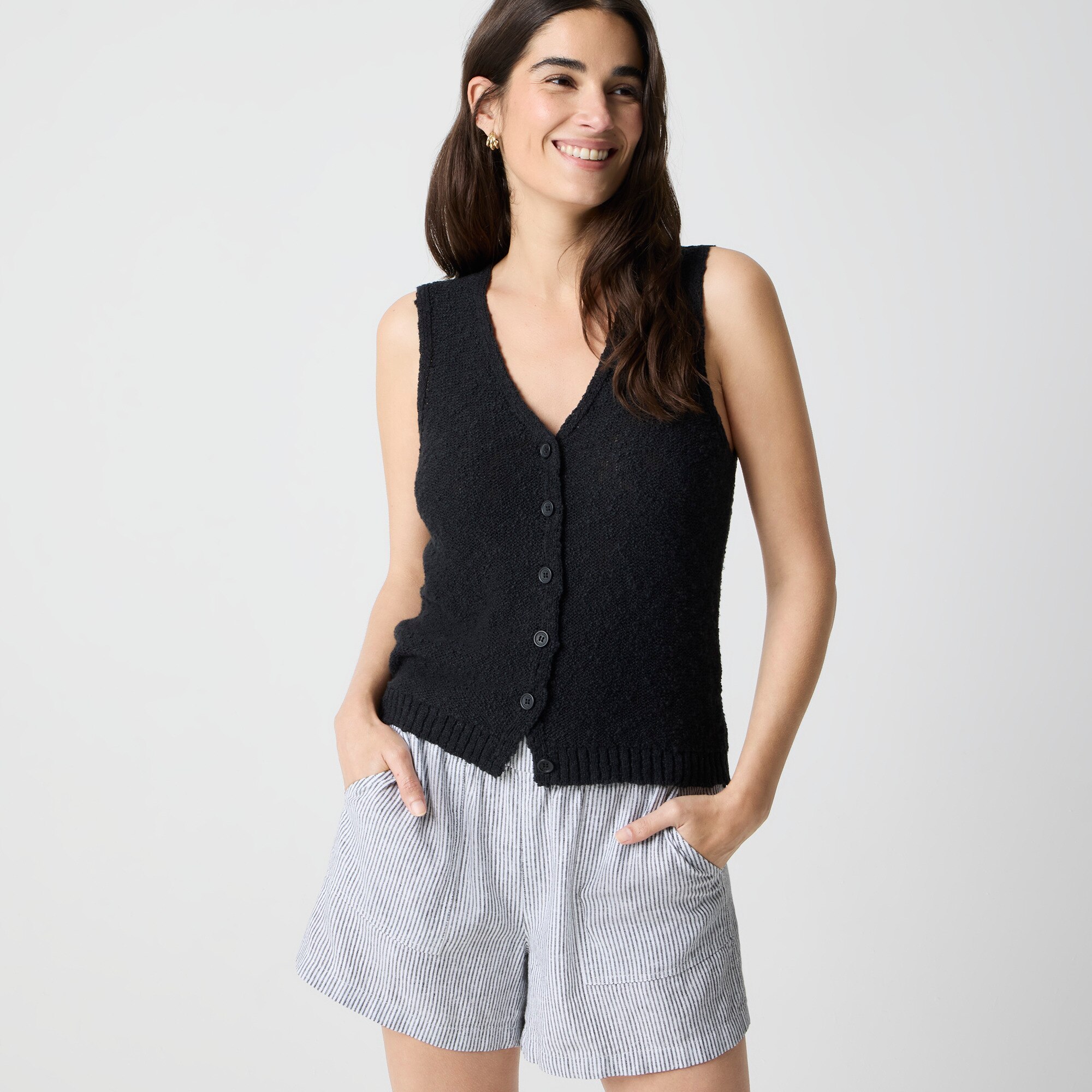 Slub V-neck sweater-vest