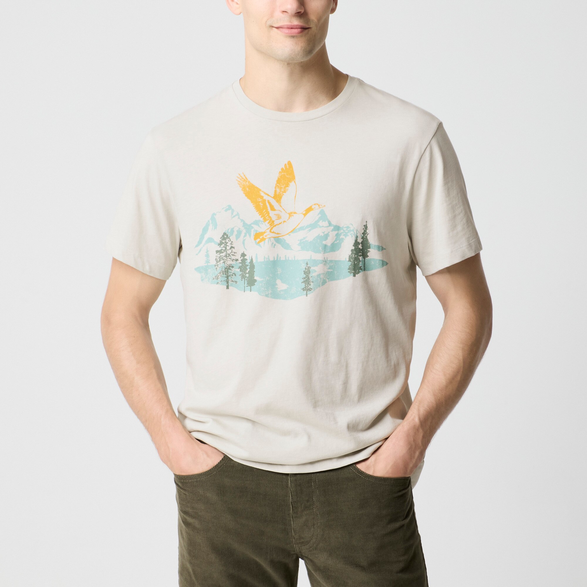 Flying duck landscape graphic tee