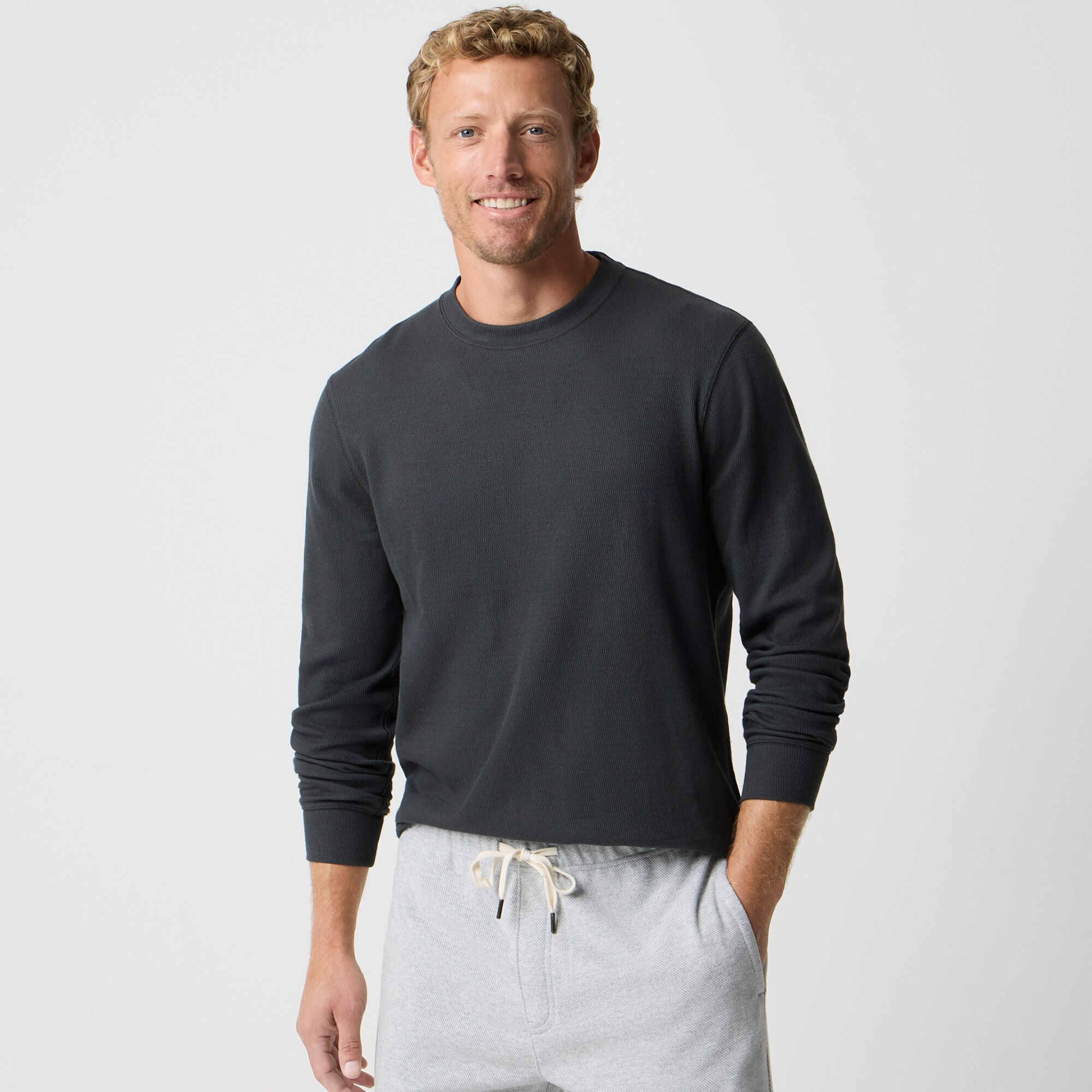 Long-sleeve textured tee