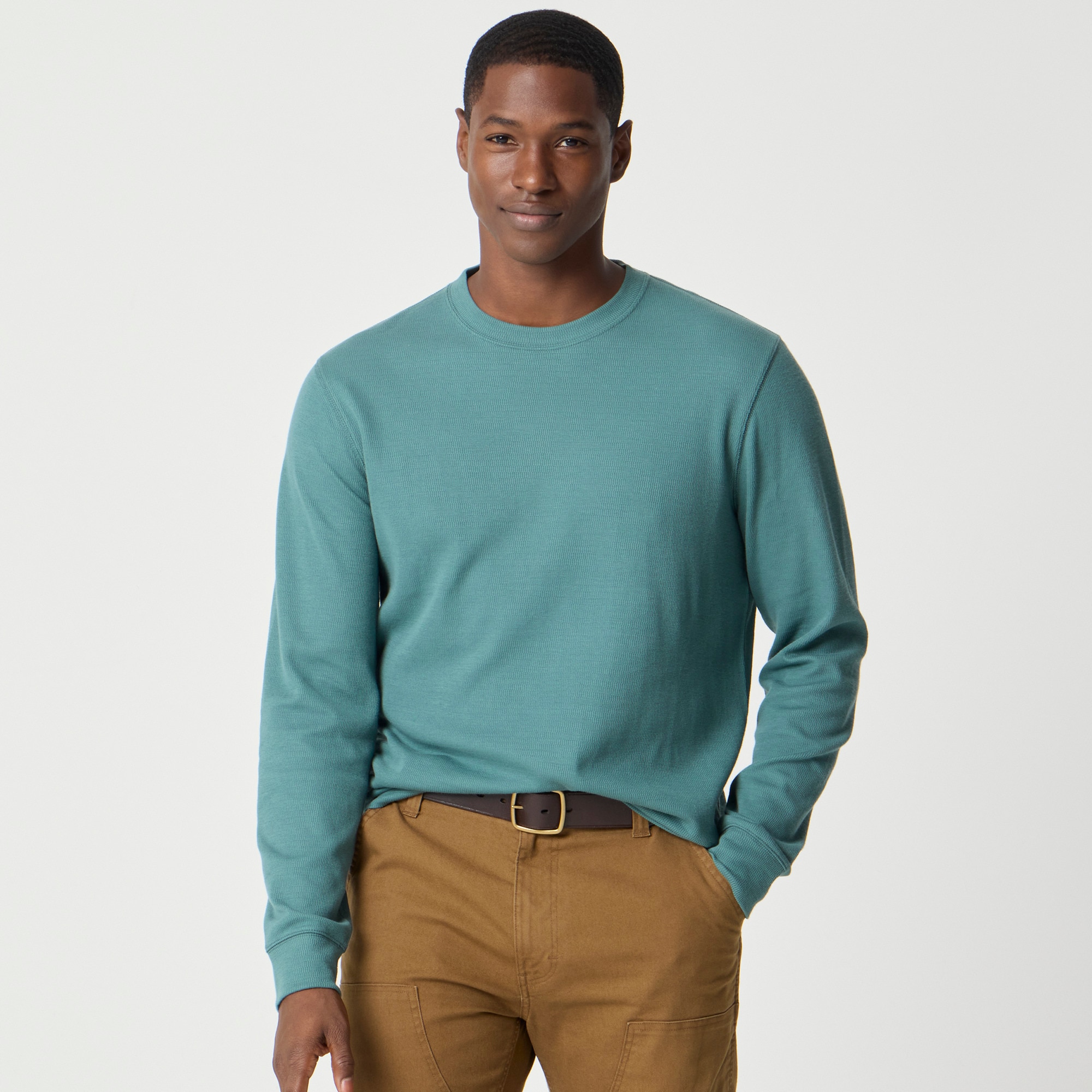 Long-sleeve thermal crewneck tee