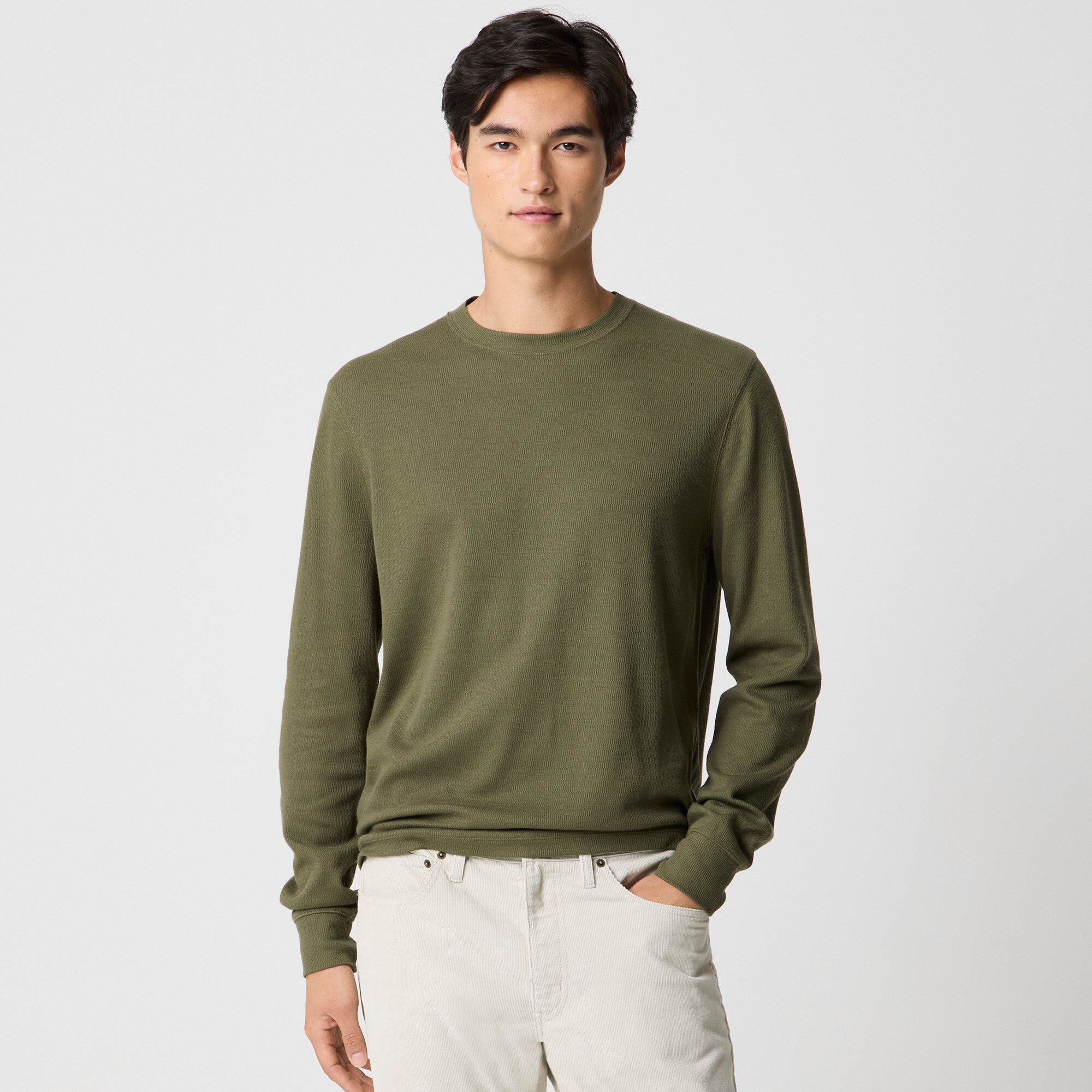 Long-sleeve thermal crewneck tee