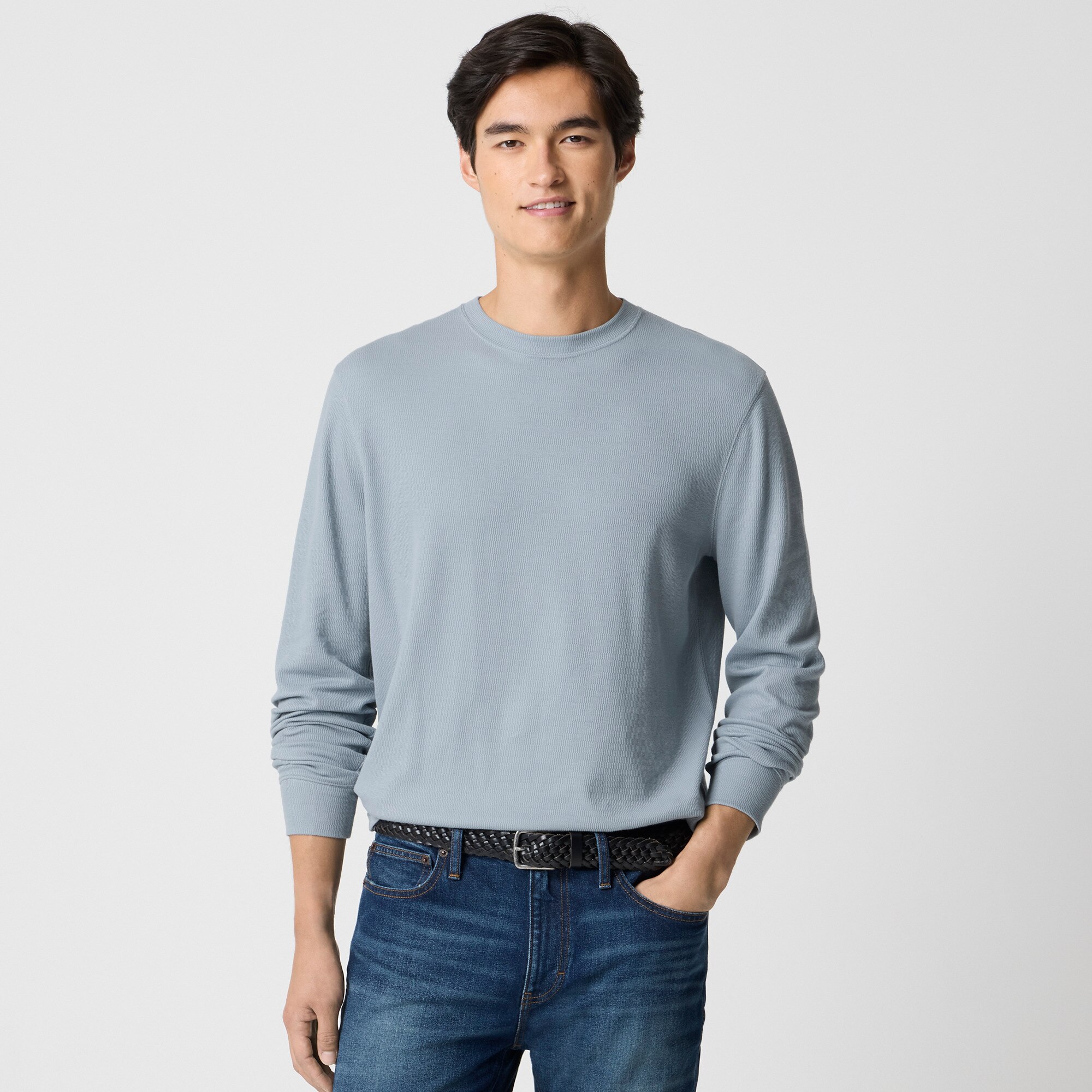 Long-sleeve thermal crewneck tee