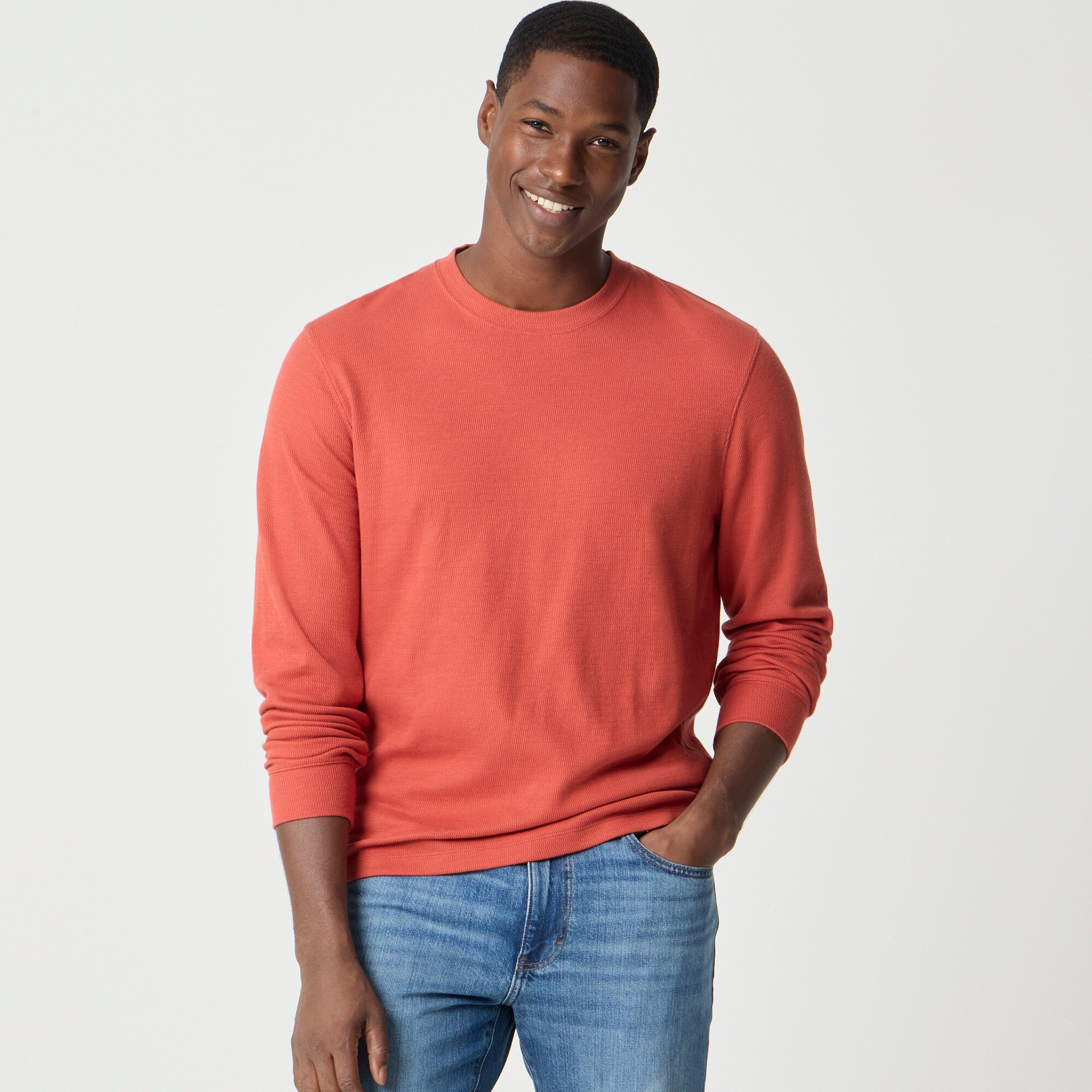 Long-sleeve thermal crewneck tee