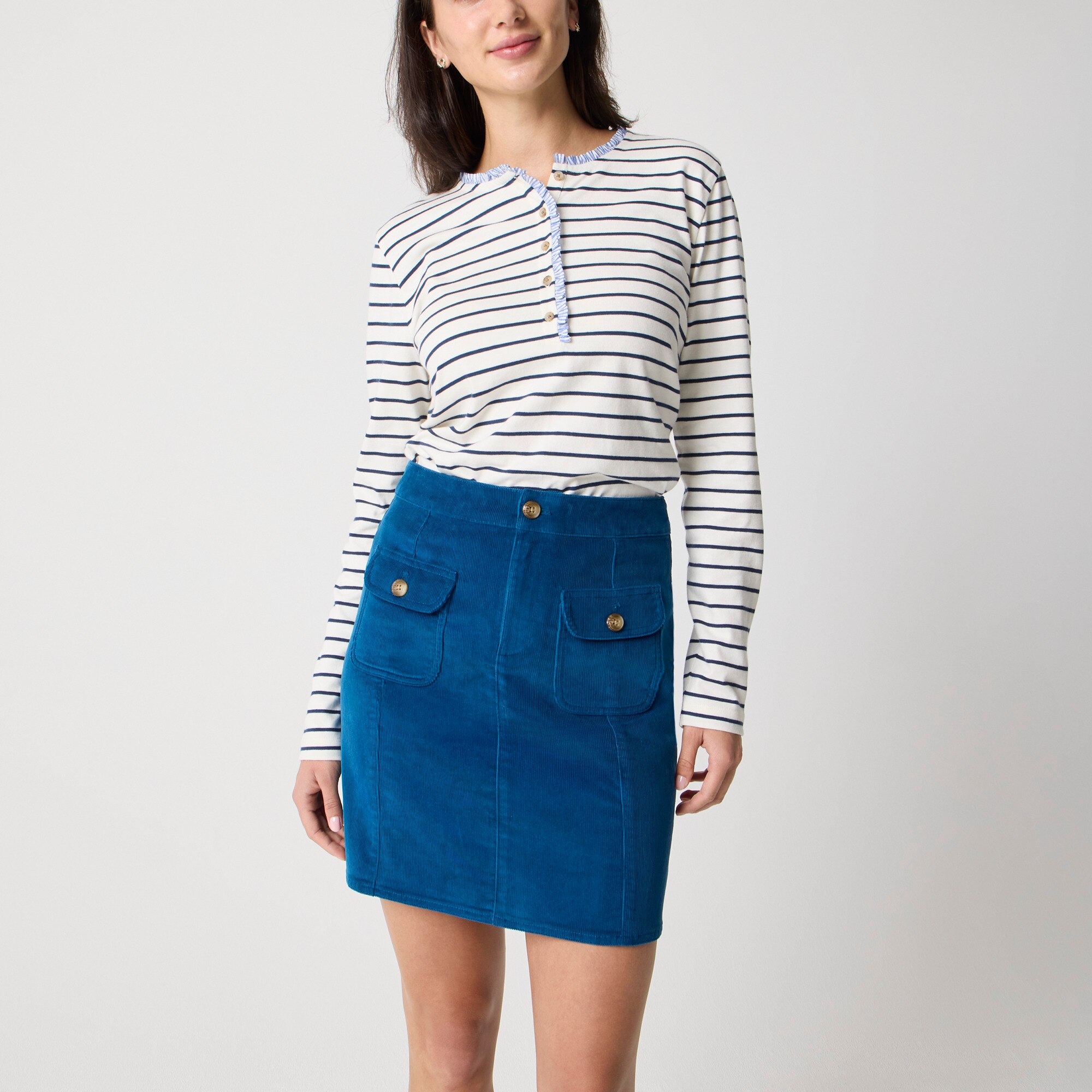 Corduroy patch-pocket mini skirt