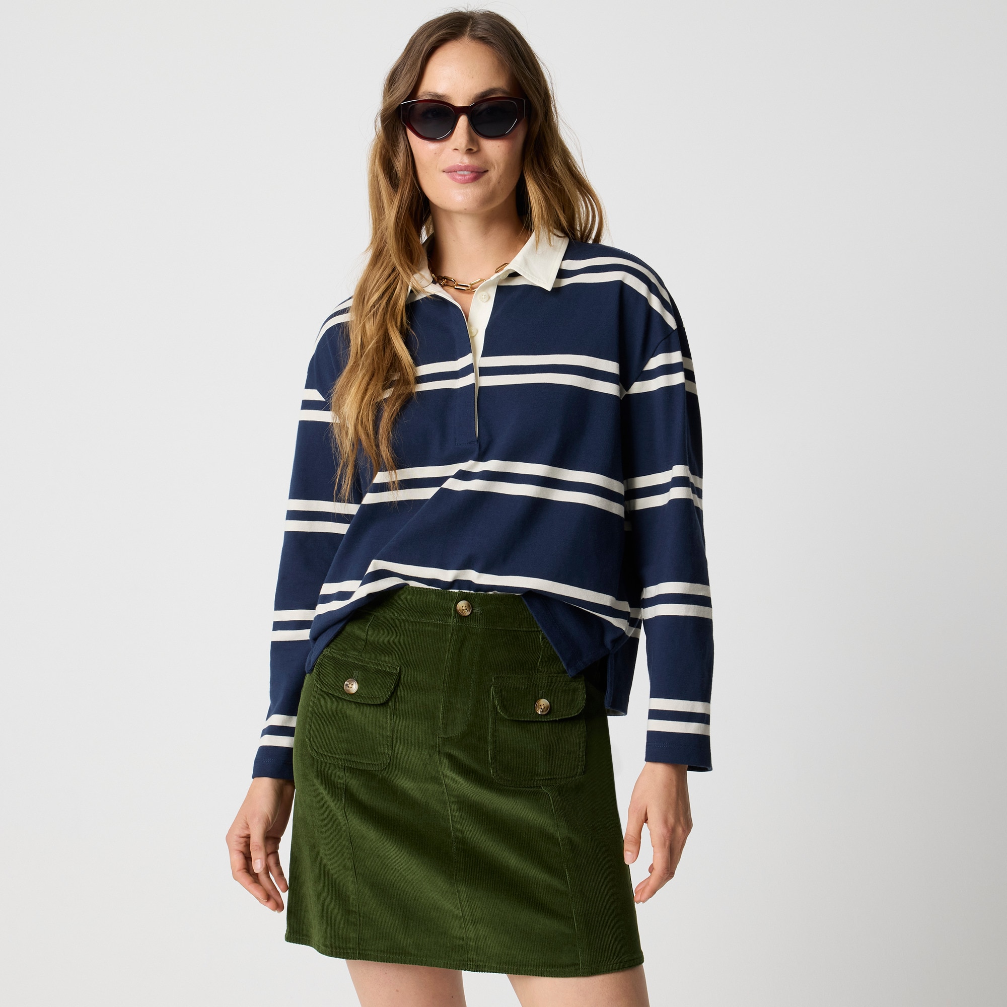 Corduroy patch-pocket mini skirt 70$