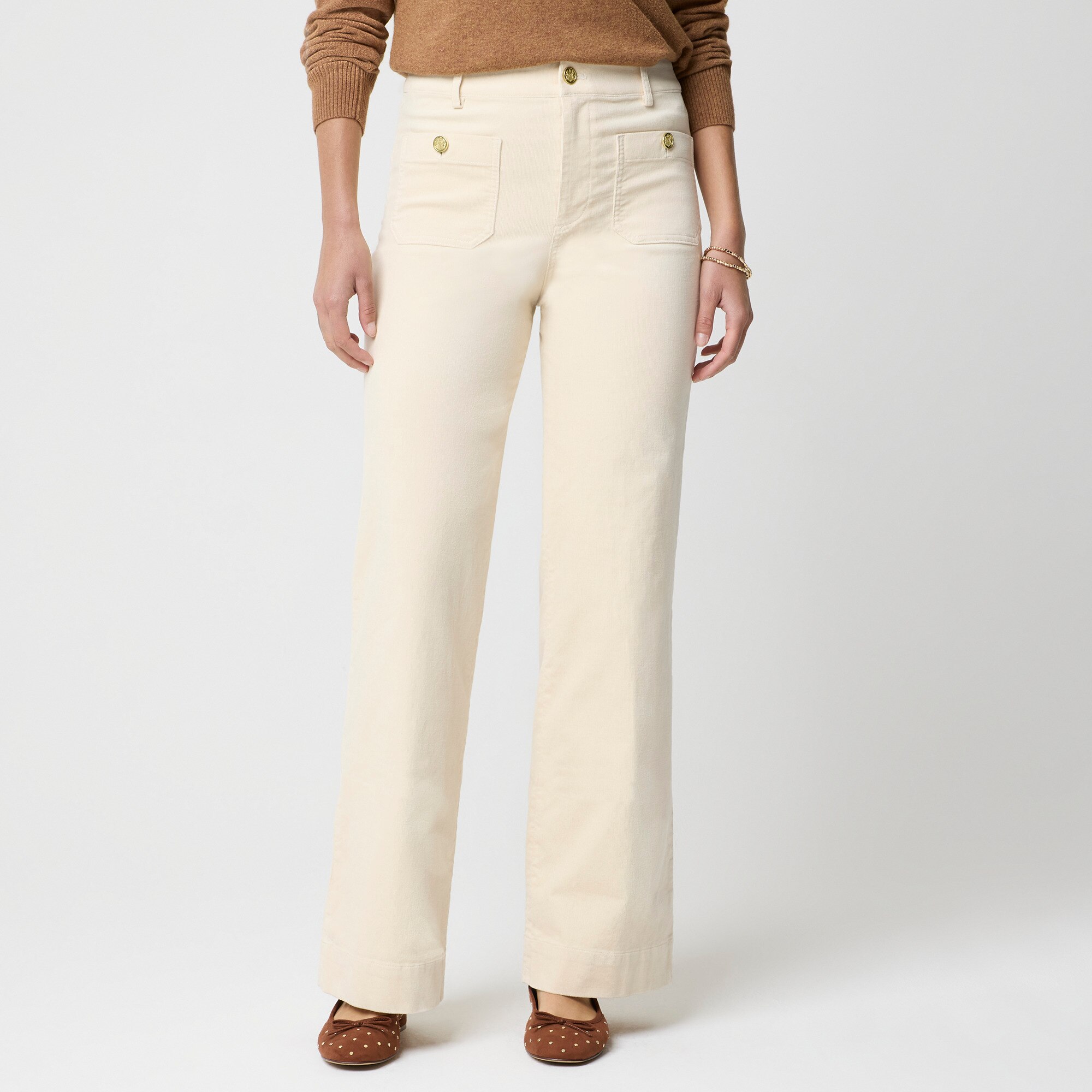 Corduroy Lizzie sailor high-rise patch-pocket wide-leg pant