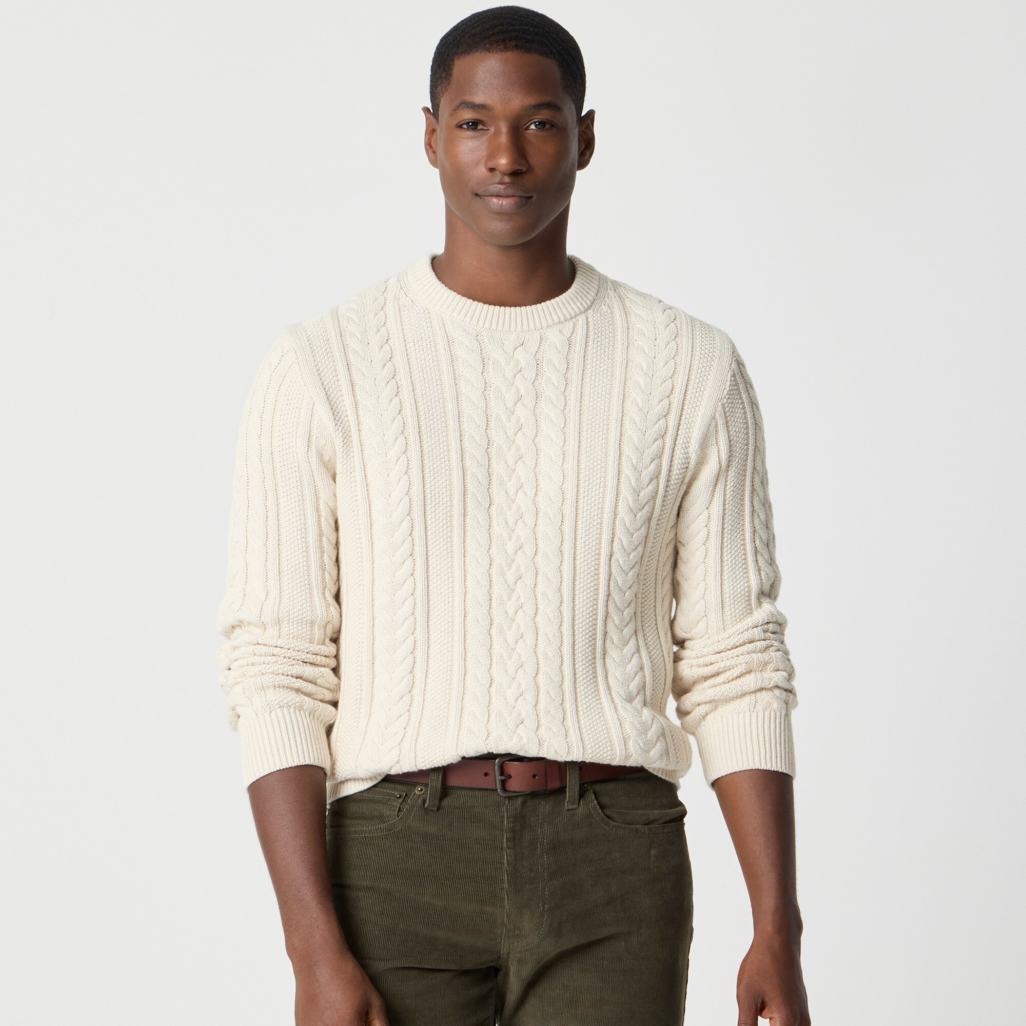 Fisherman cable crewneck sweater