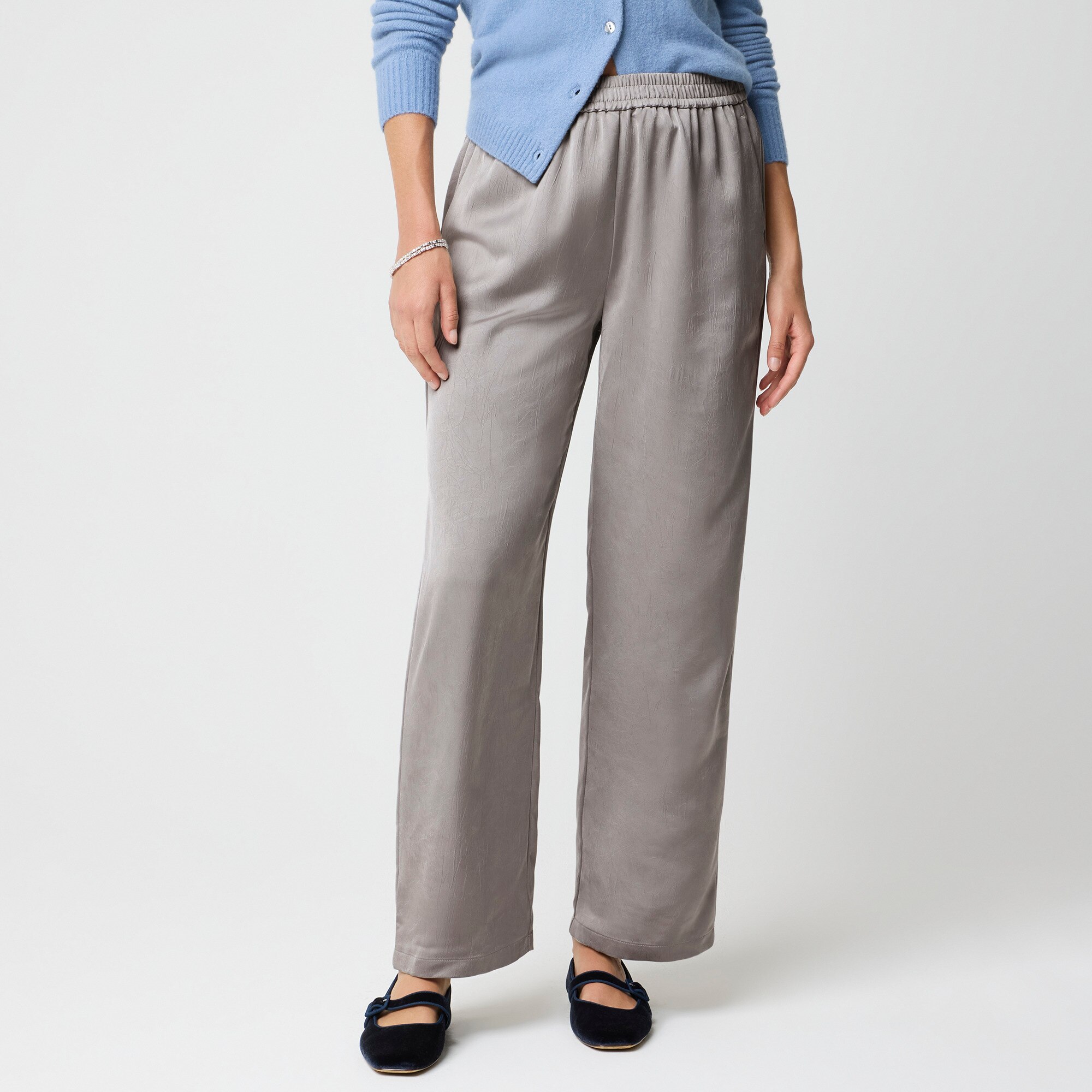 Shiny crinkled pull-on pant