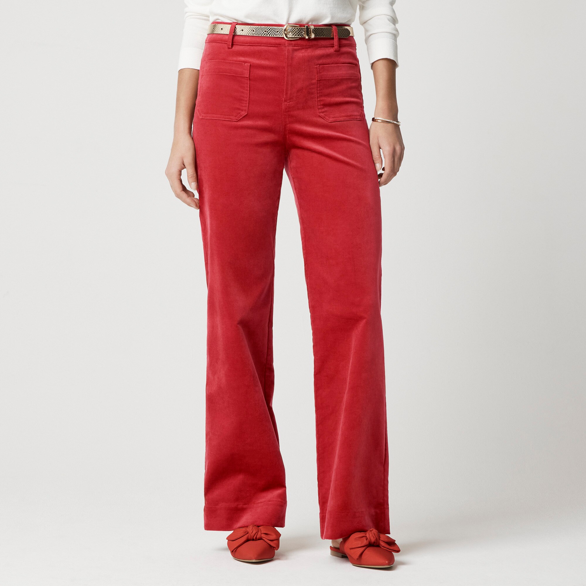 Tall velvet Lizzie patch-pocket pant