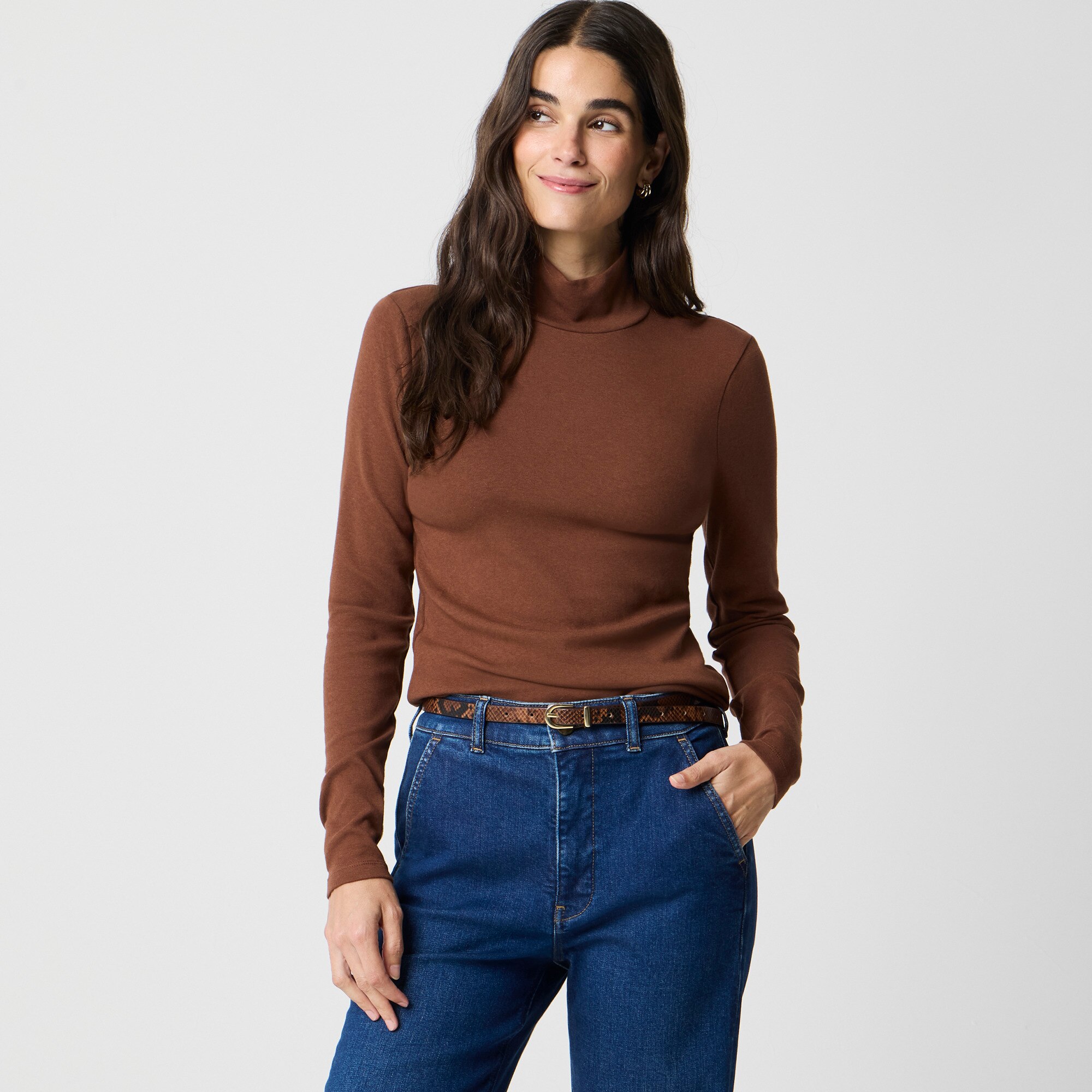 Long-sleeve everyday mockneck tee