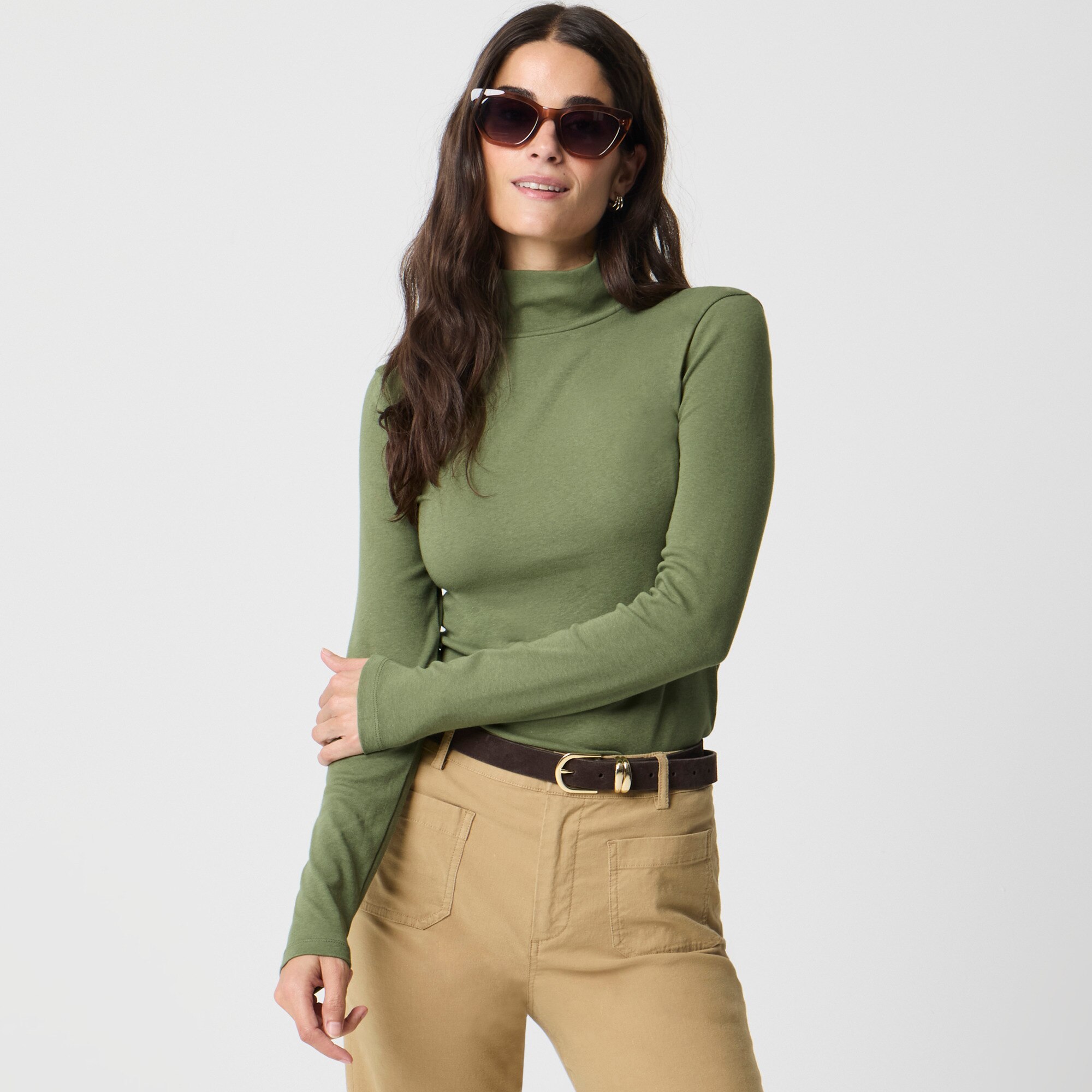 Long-sleeve everyday mockneck tee