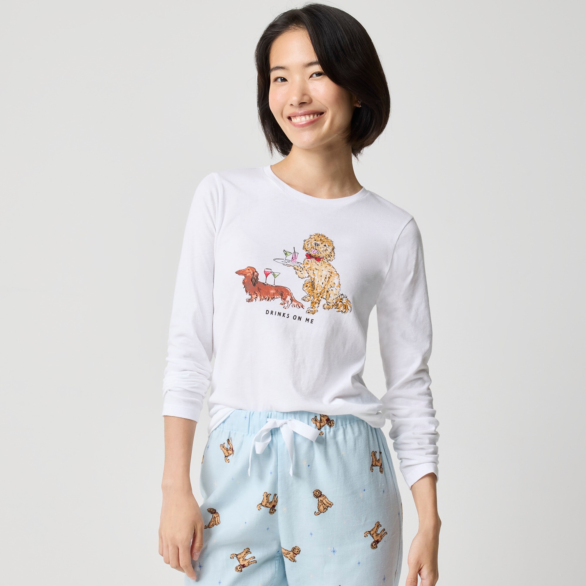 Long-sleeve cocktail dogs graphic tee