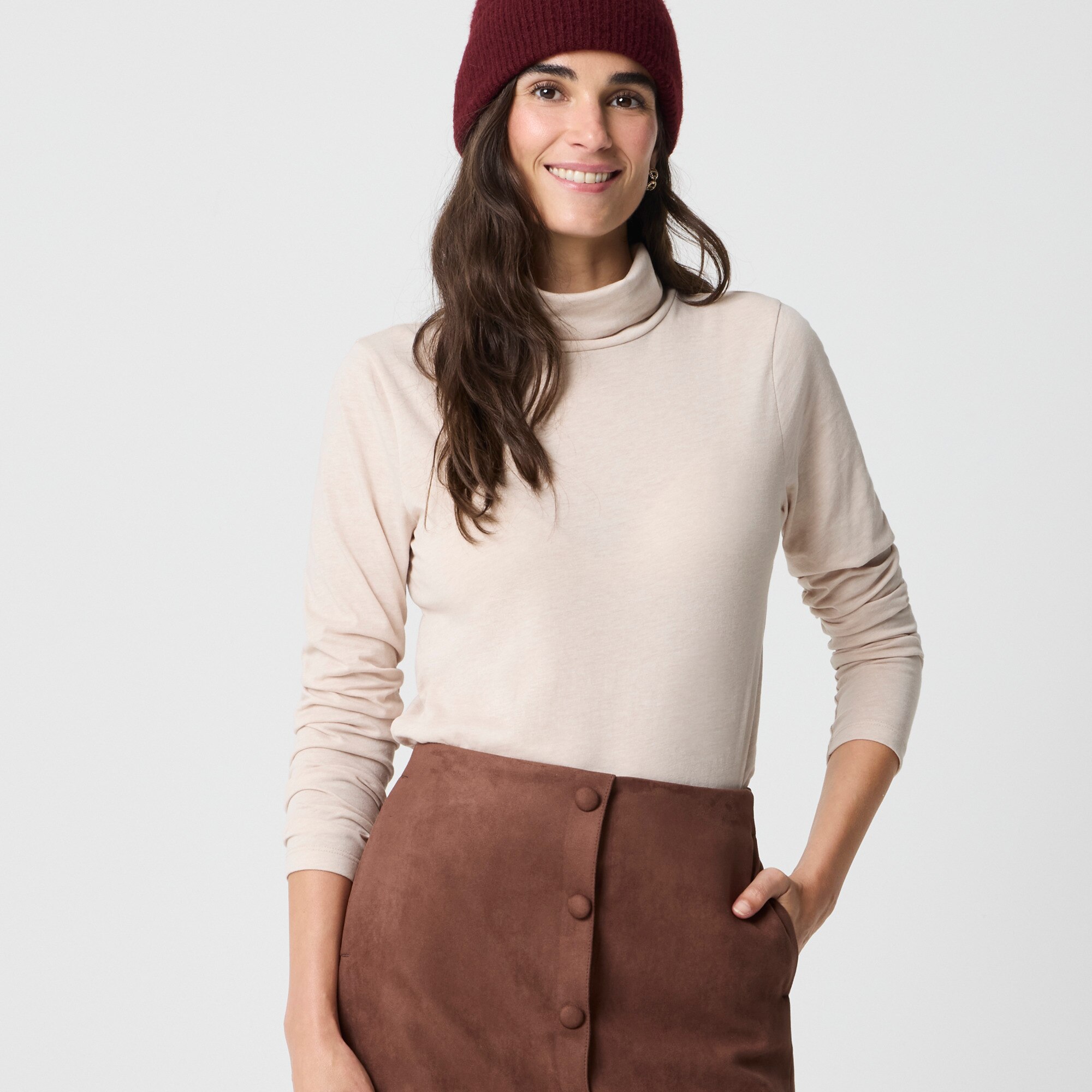 Heathered tissue turtleneck