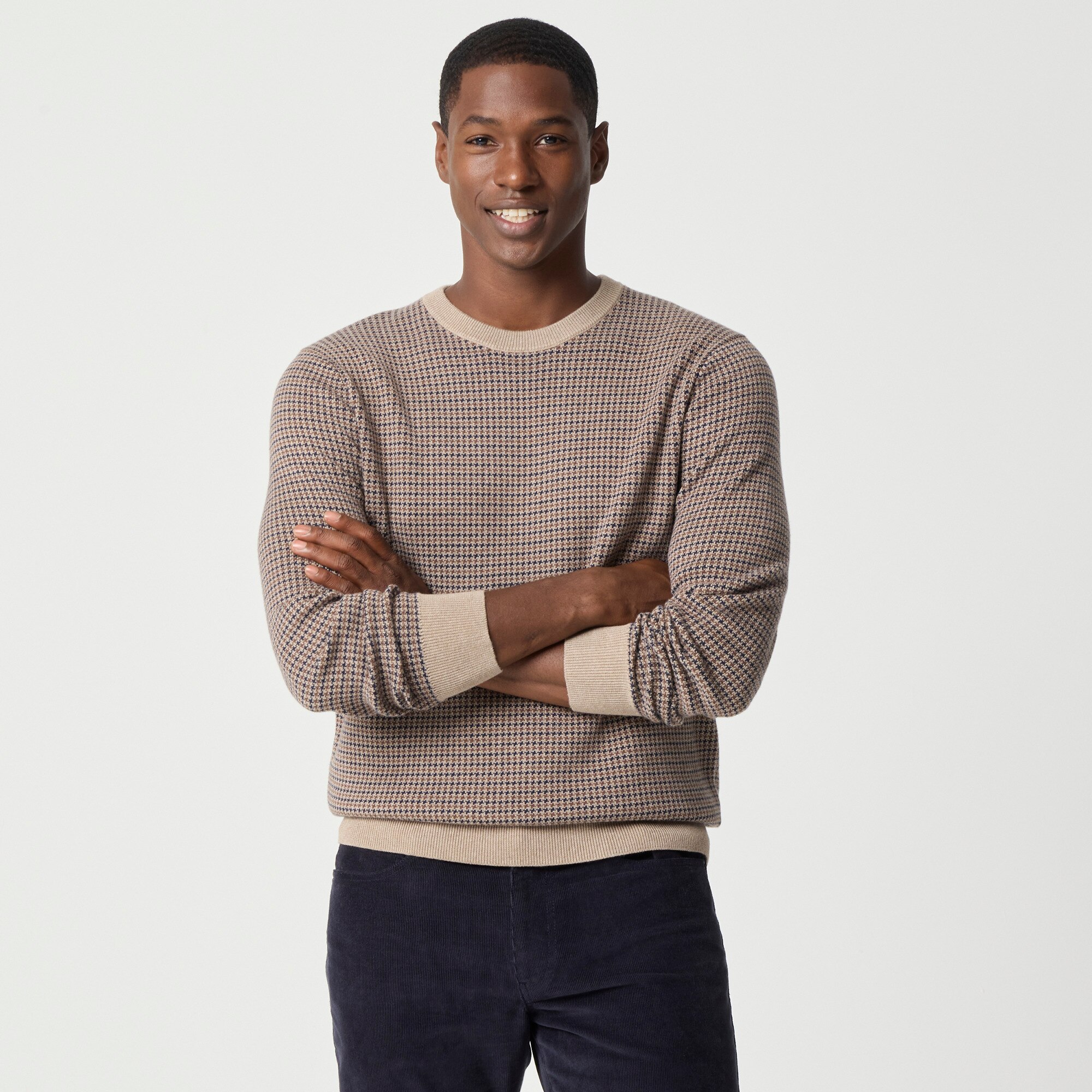 Houndstooth crewneck sweater