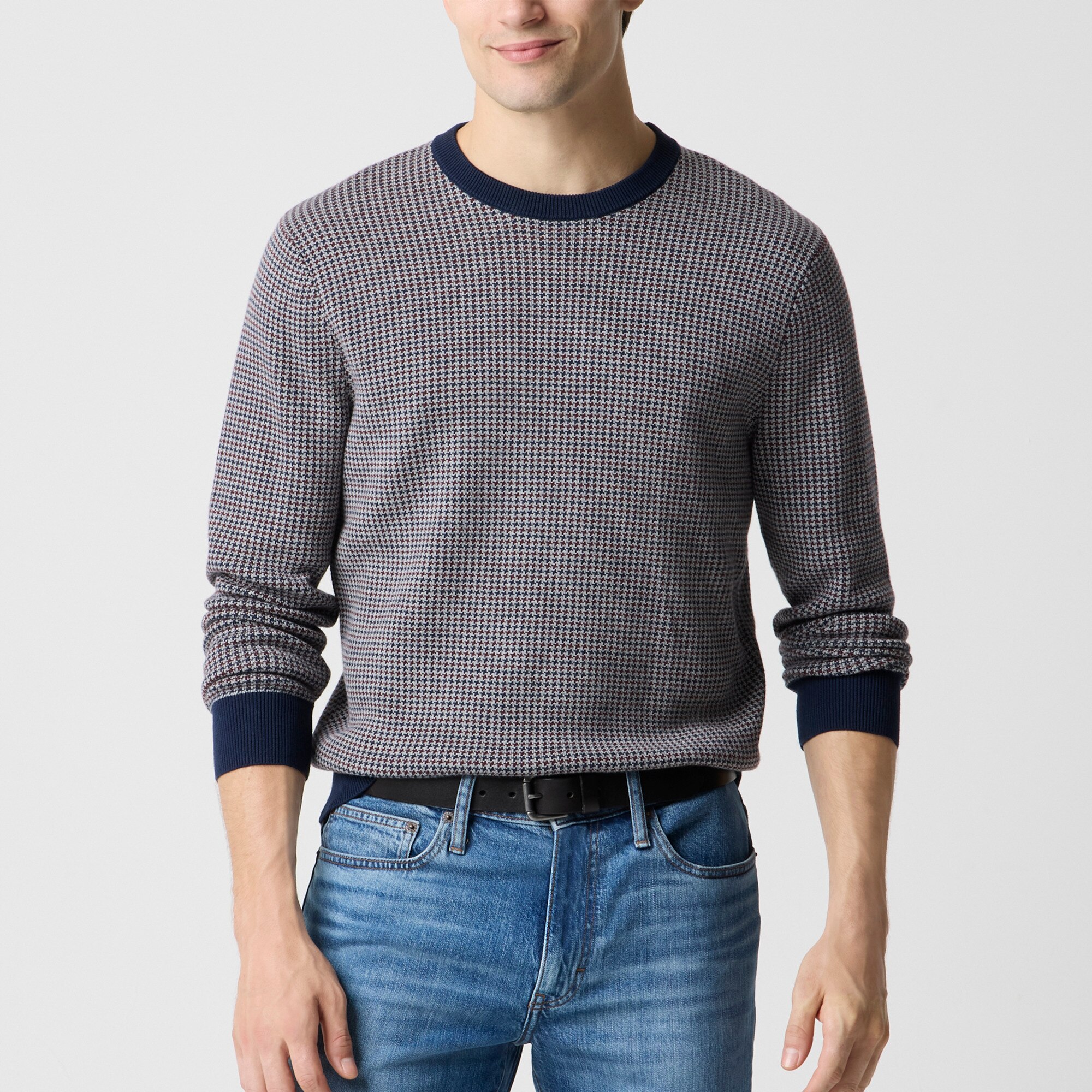 Houndstooth crewneck sweater