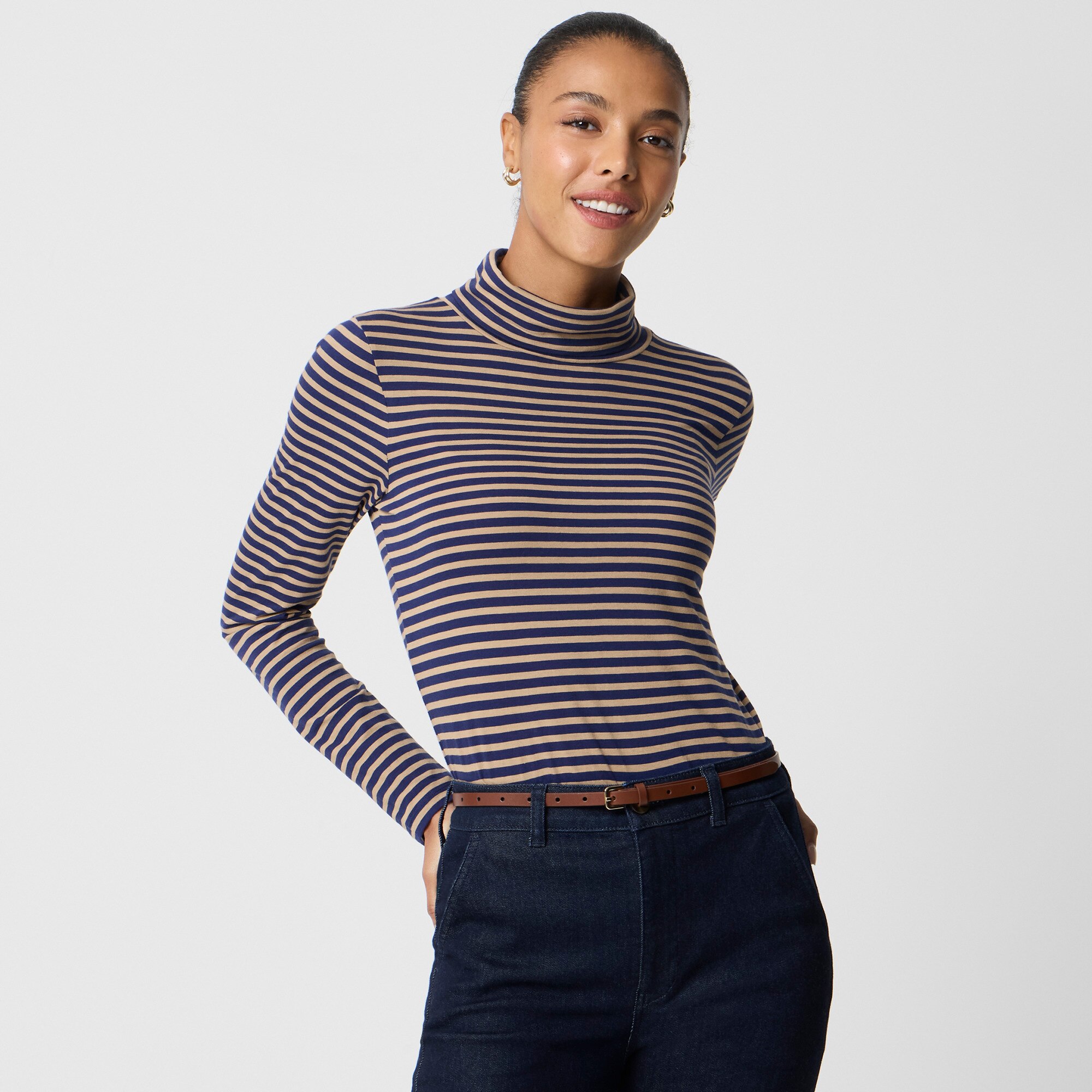 Striped tissue turtleneck