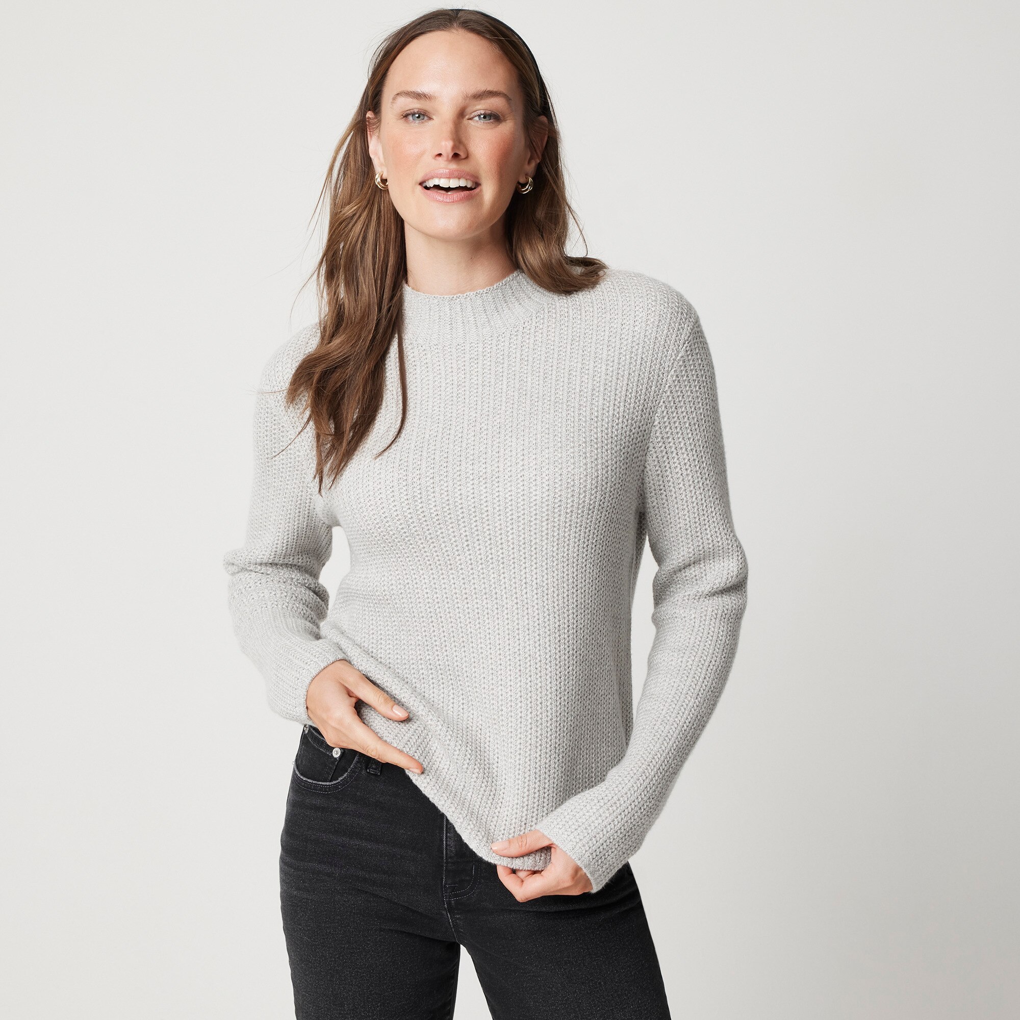 Cotton-blend mockneck sweater