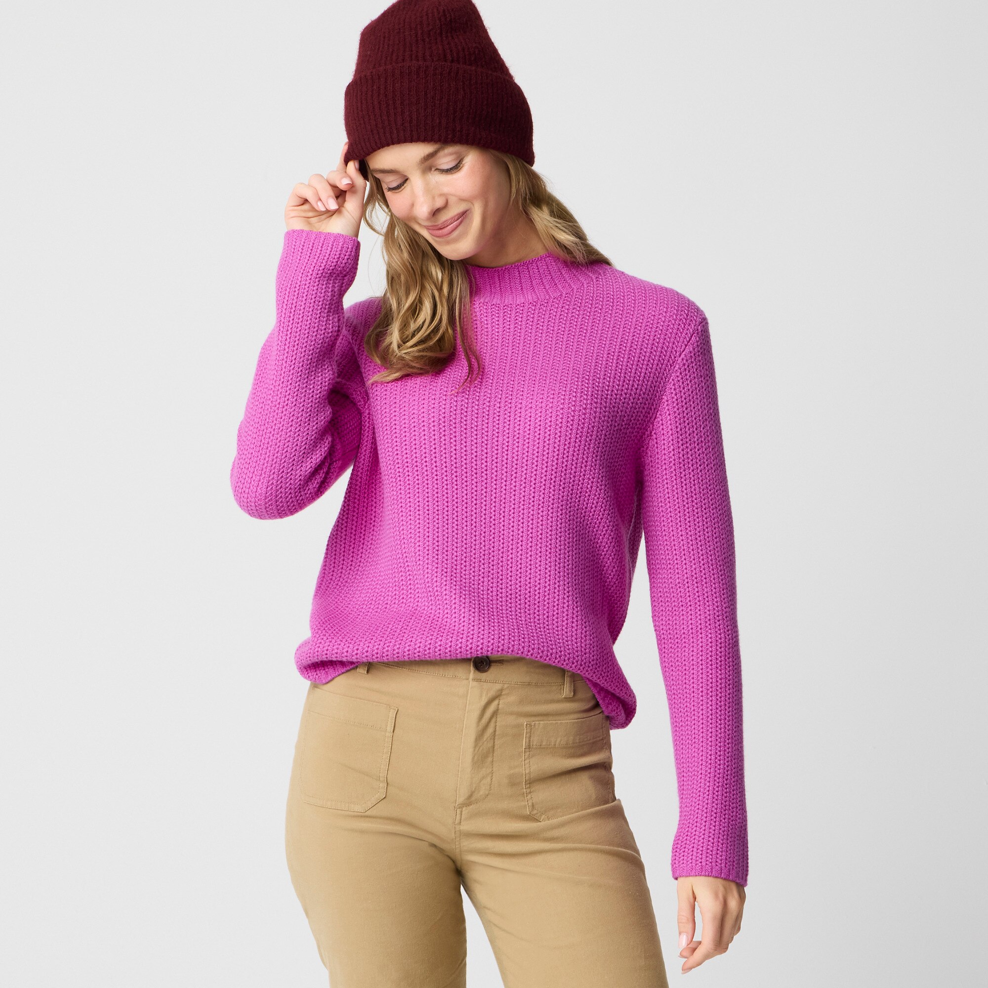 Cotton-blend mockneck sweater