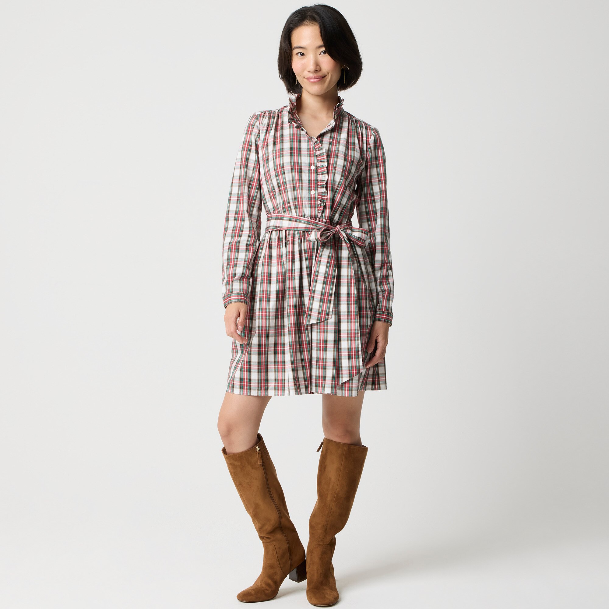 Tartan mini shirt-dress