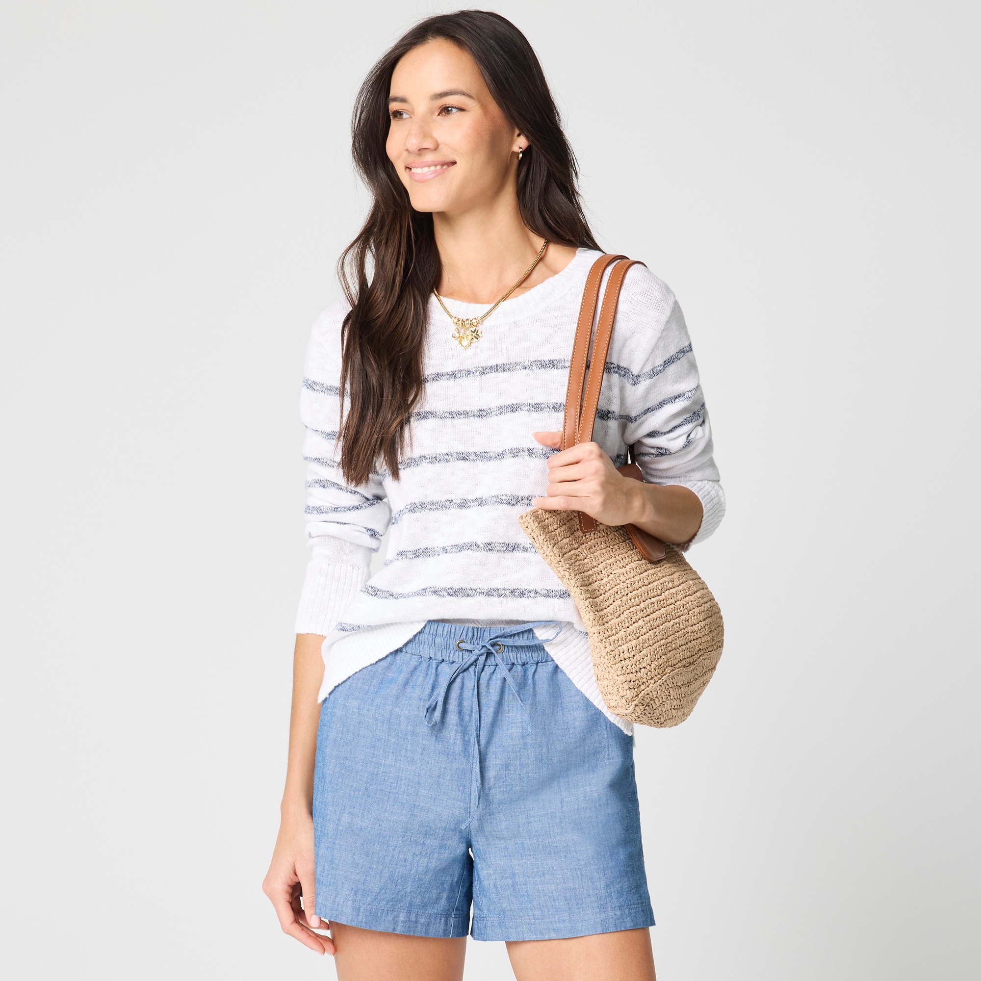 Chambray drawstring short