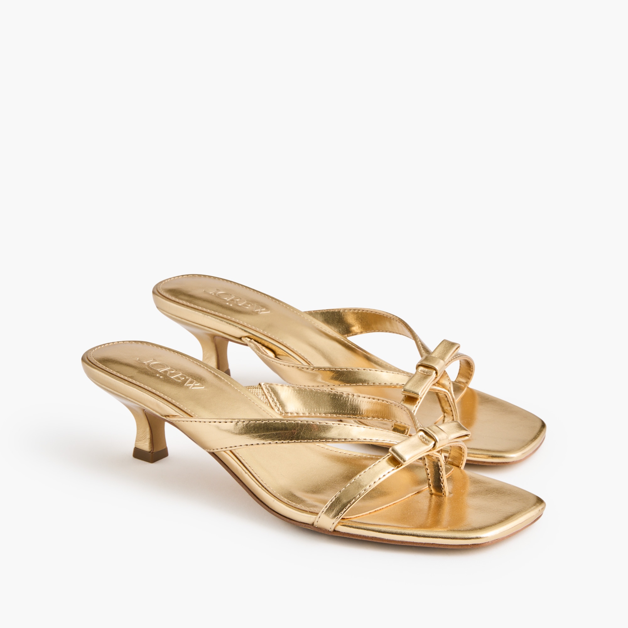 Bow flip-flop kitten-heel sandals