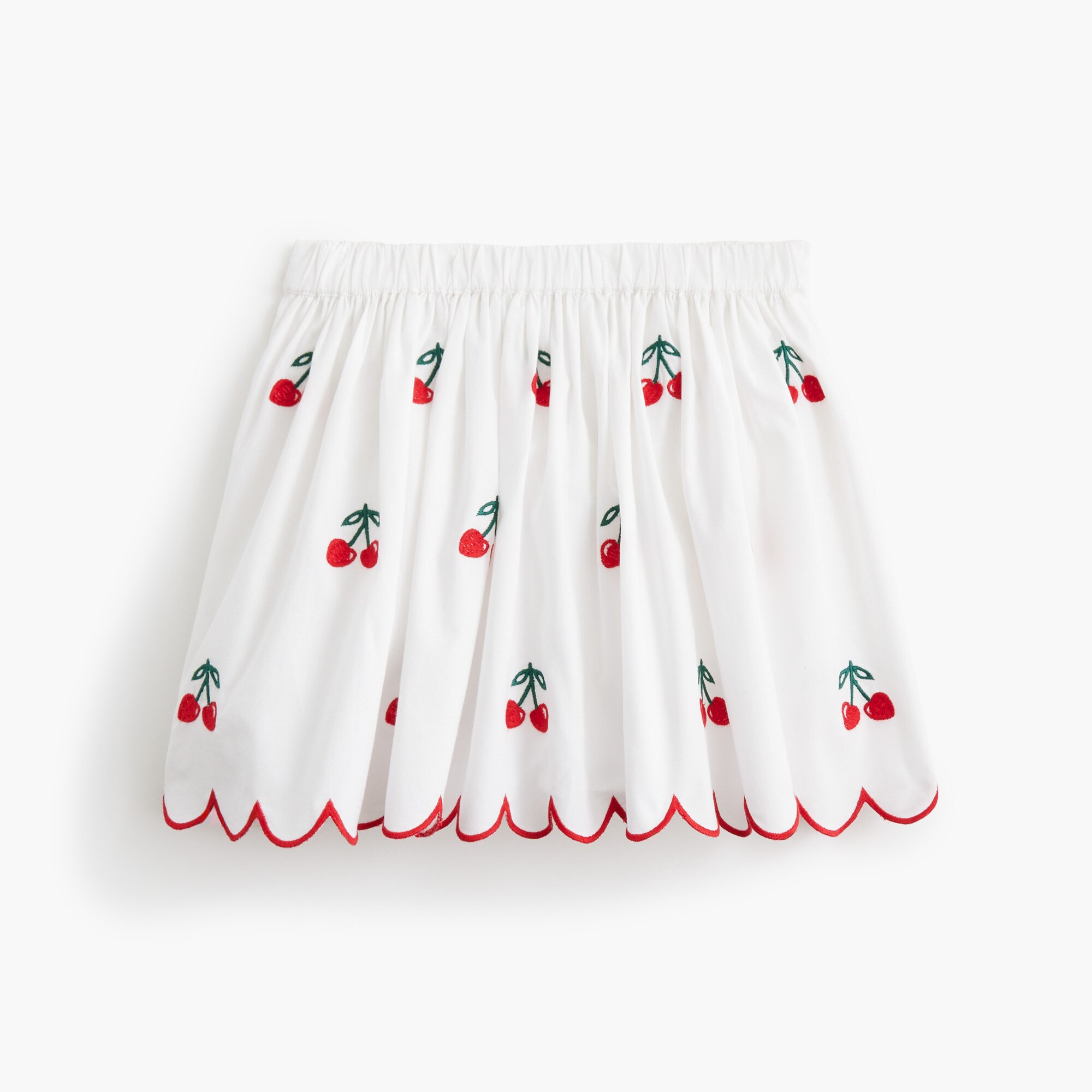 Girls embroidered cherry scallop-hem skirt 56$