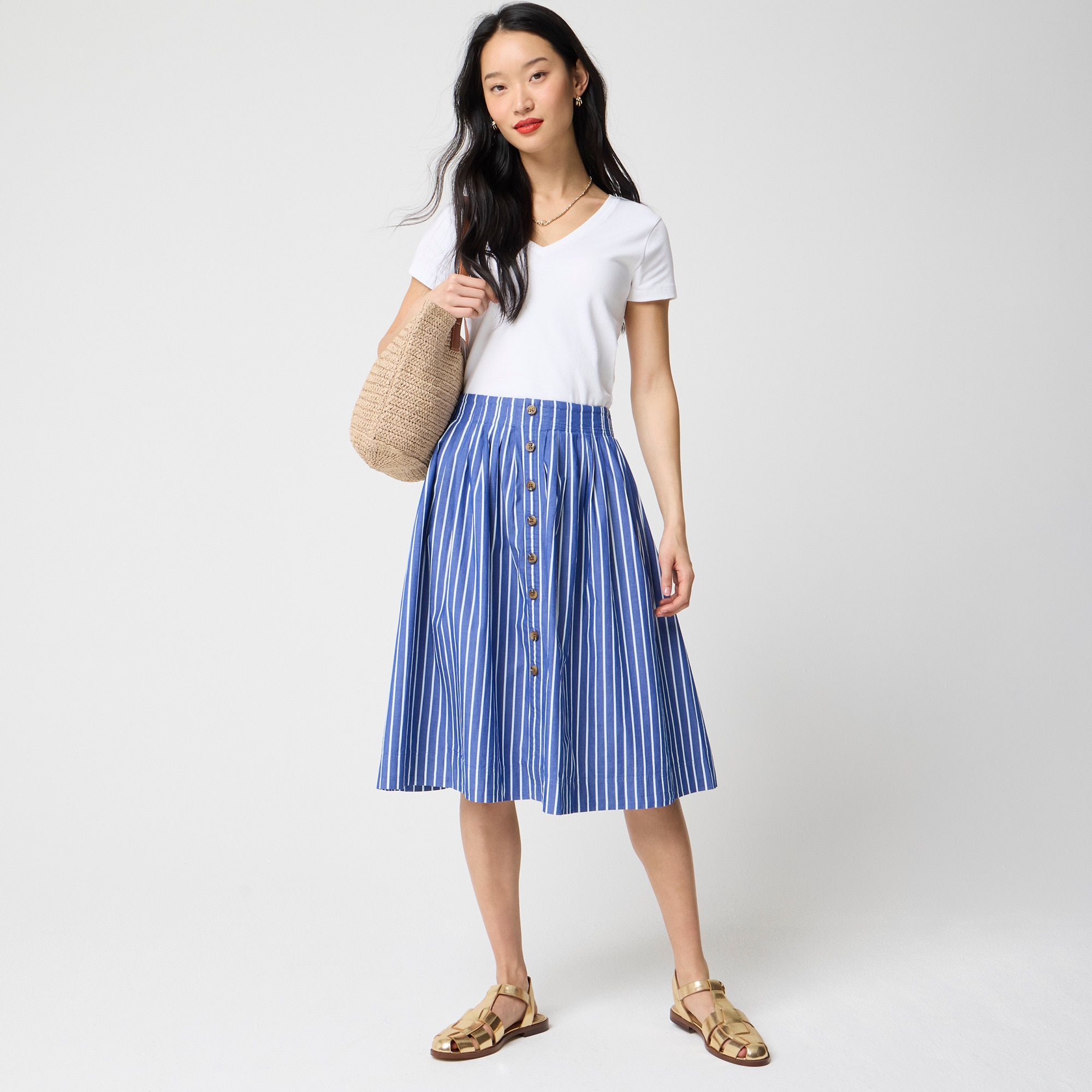 Pleated button-front midi skirt 100$