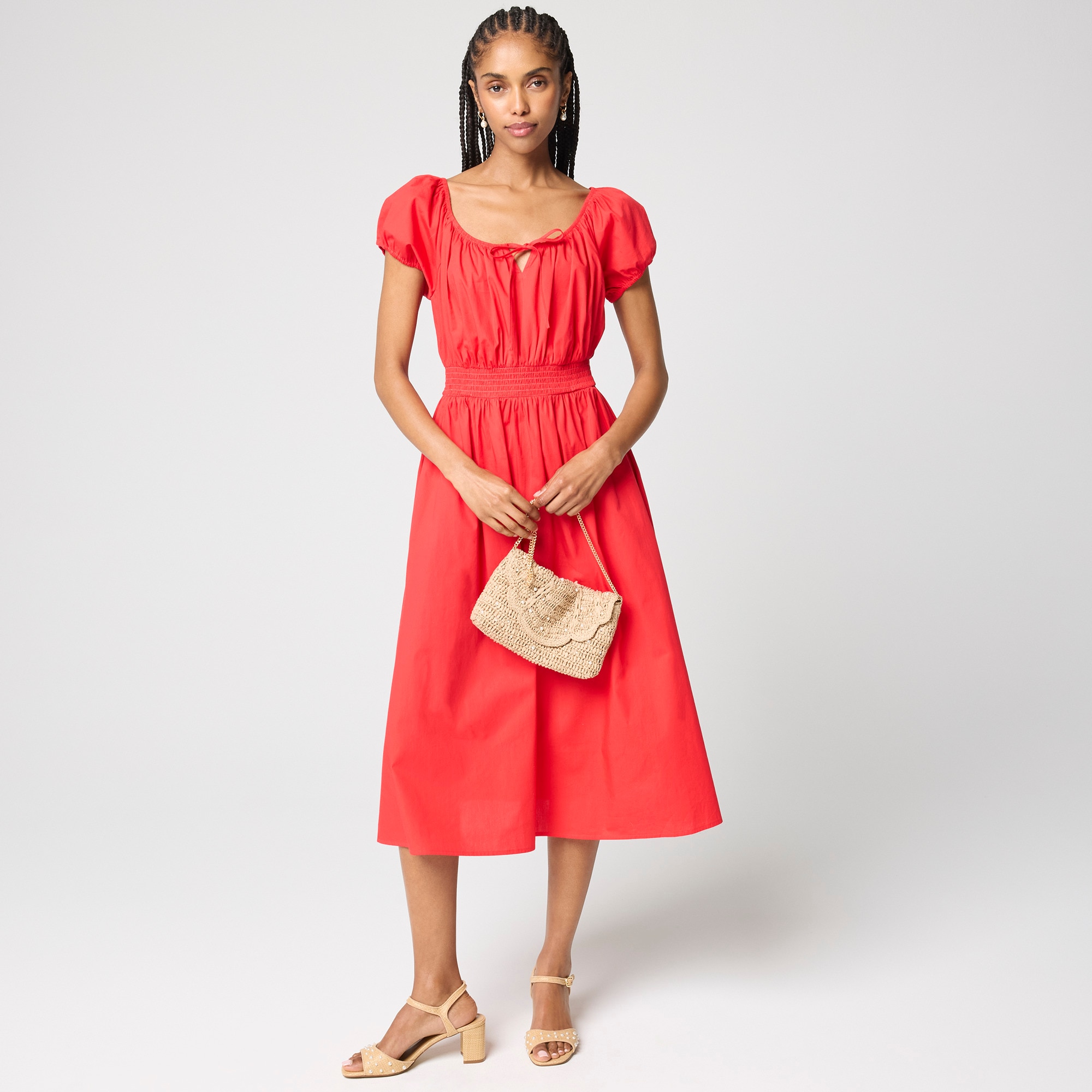 Smocked-waist midi dress 100$