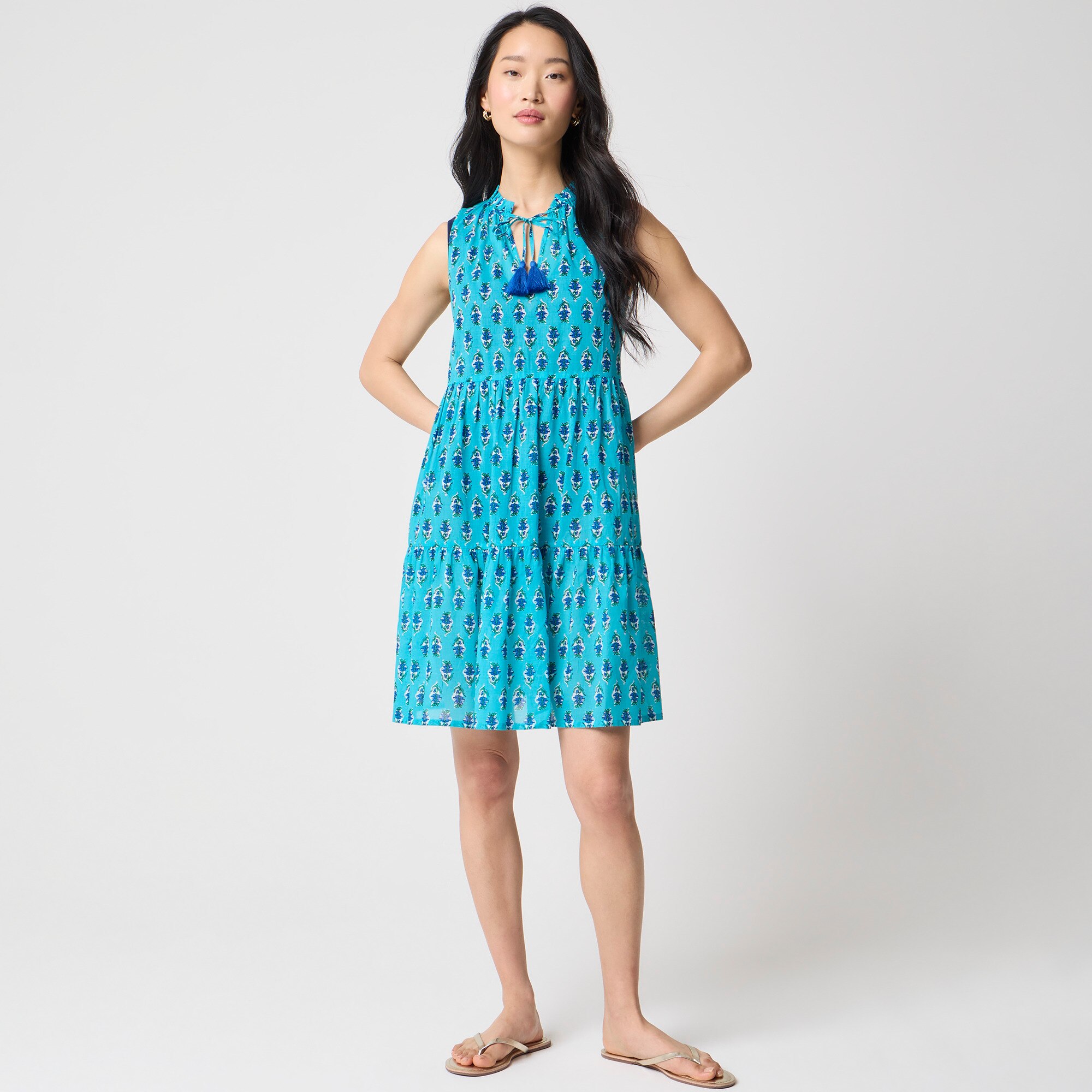 Block-print tiered cover-up 93$