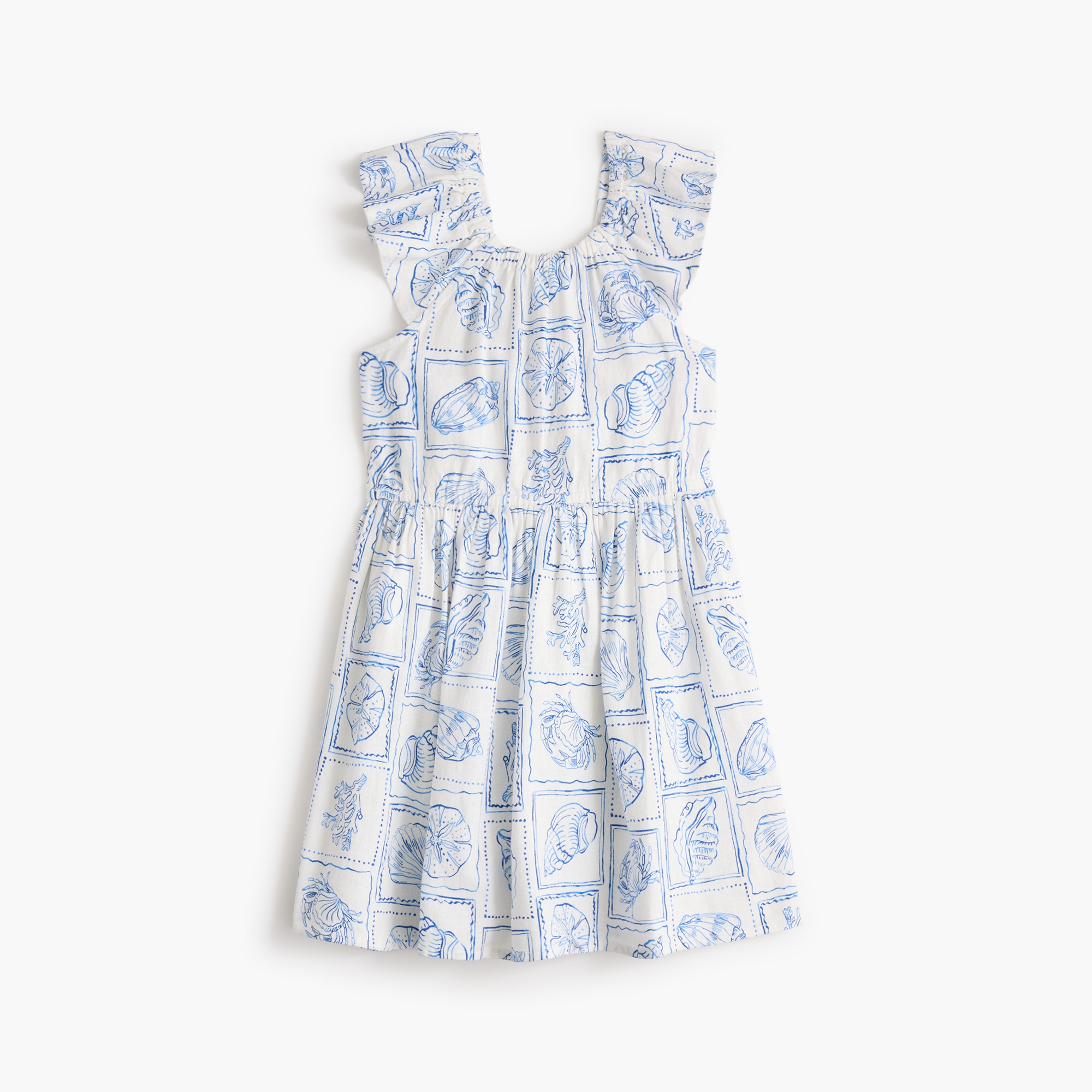 Girls linen-blend seashell bow-back dress 36$