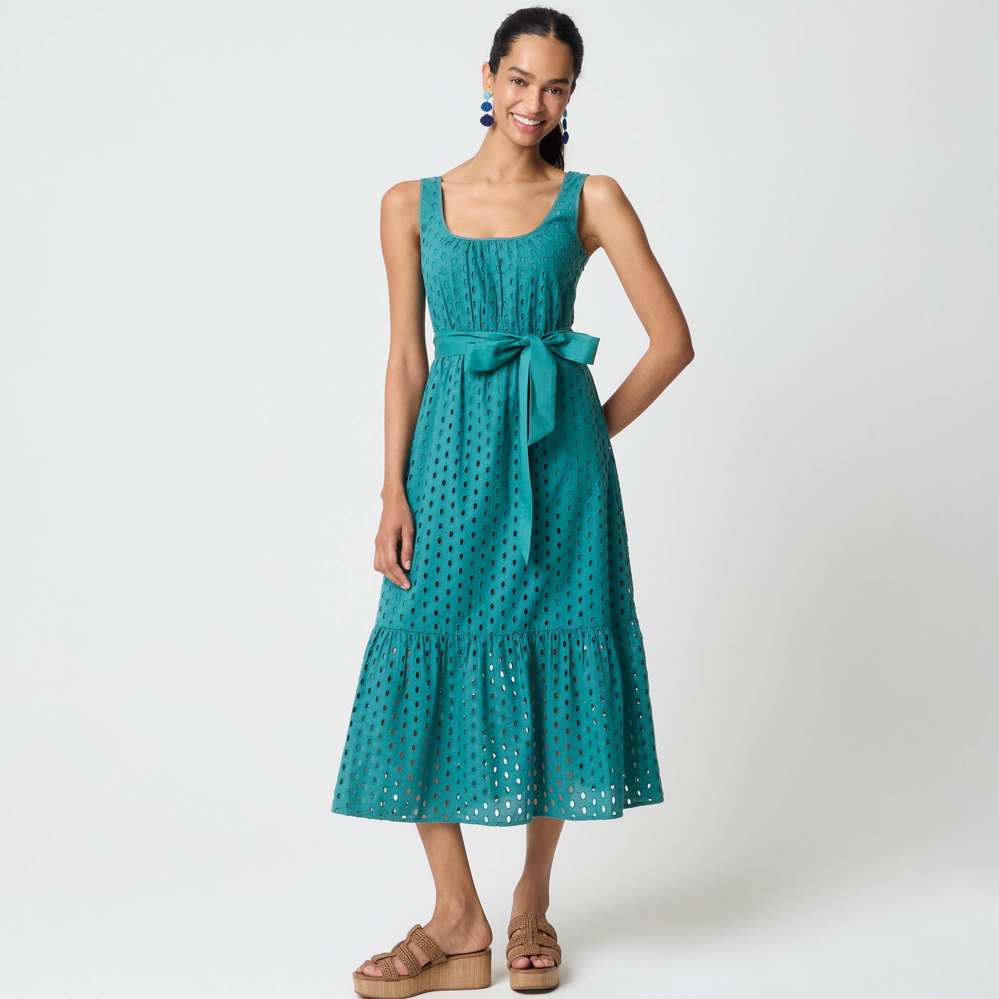 Eyelet belted midi dress 79$