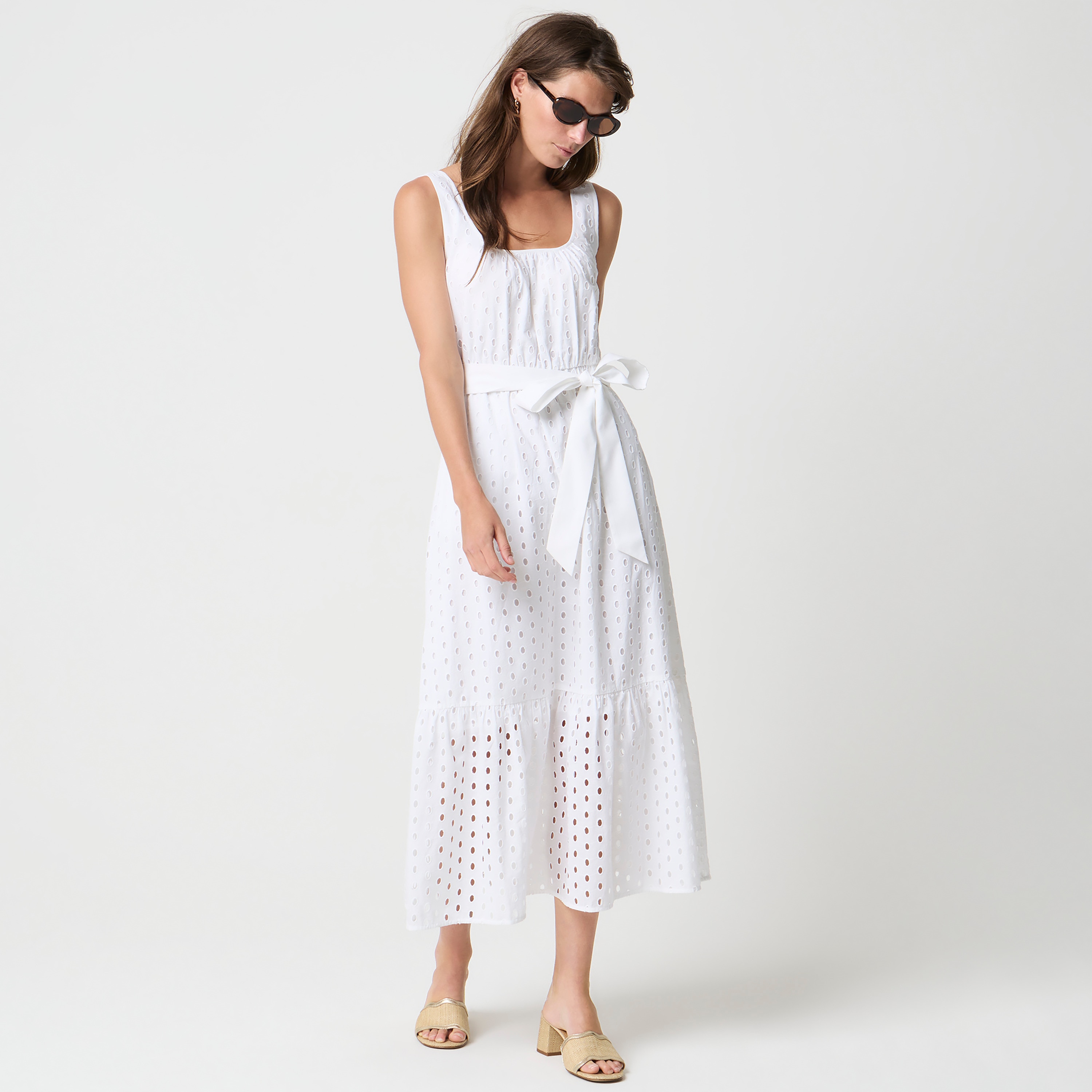 Petite eyelet belted midi dress 79$