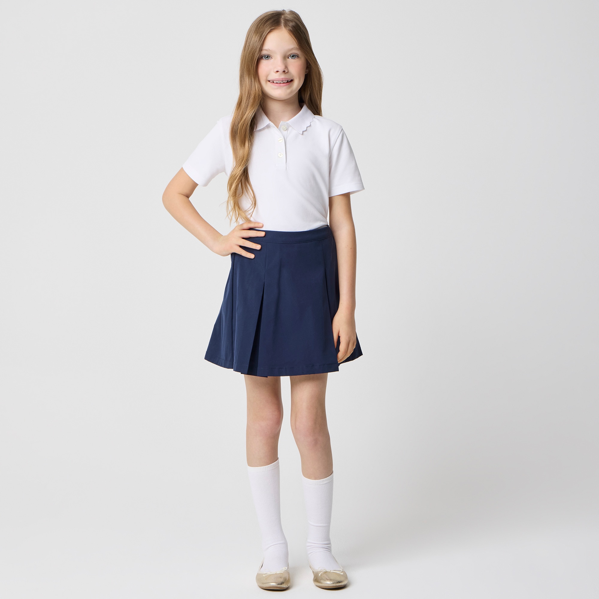 Girls pleated uniform tech skort $35