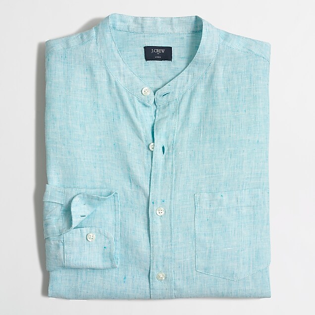 J.Crew Factory: Slim linen band-collar shirt