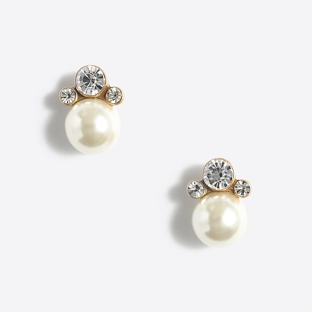 J.Crew Factory: Crystal and pearl sunrise stud earrings
