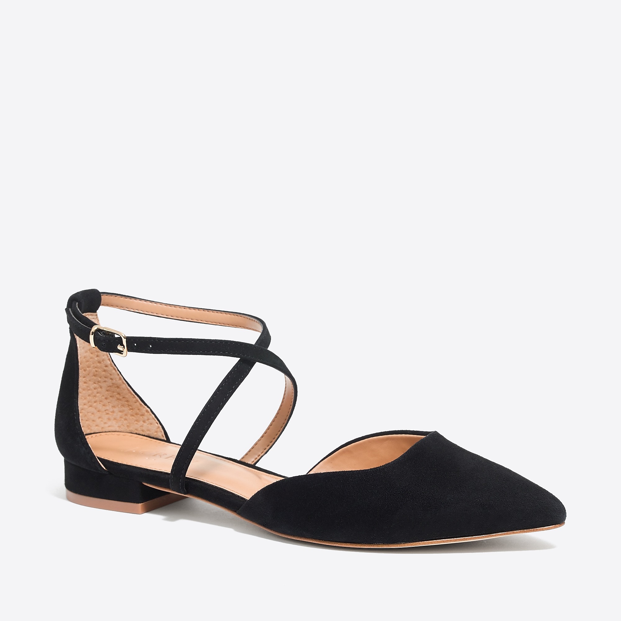 J.Crew Factory: Strappy pointy-toe flats in suede